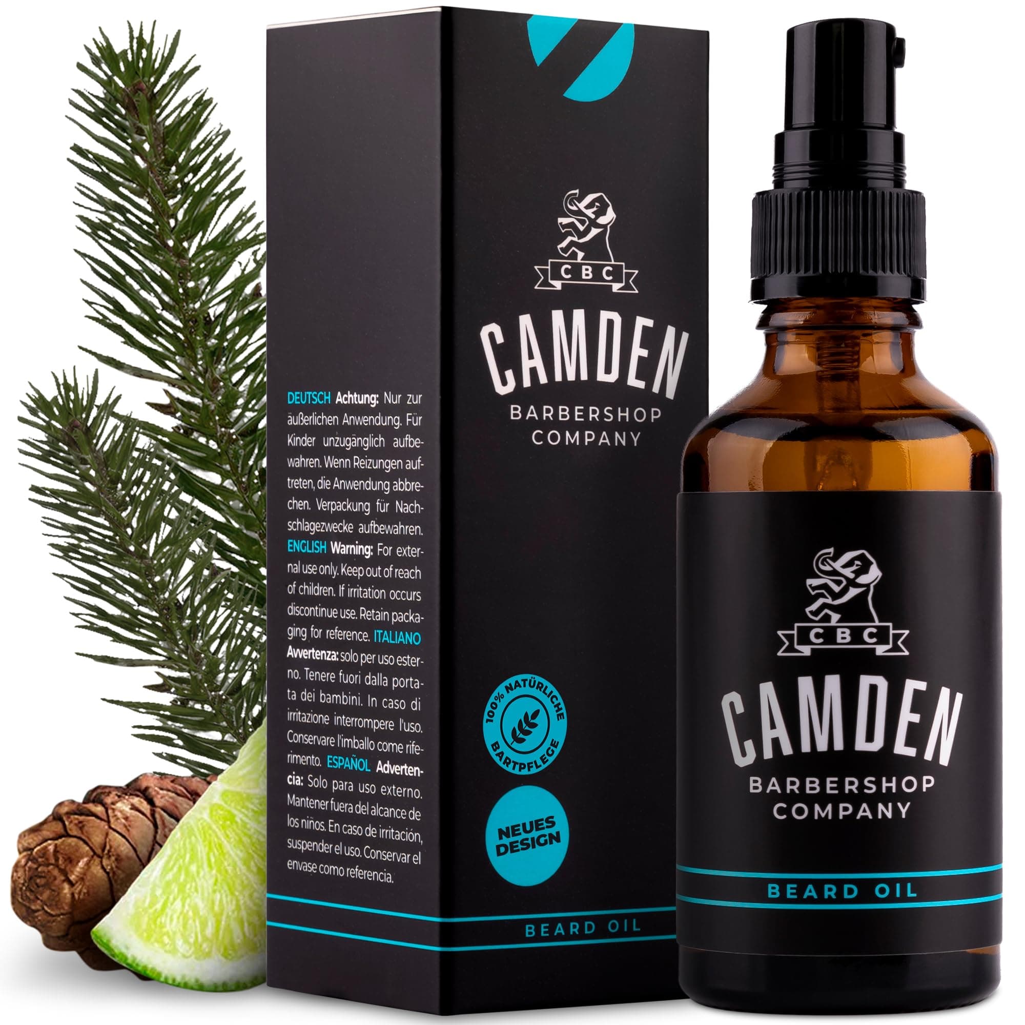 Camden Barbershop Company ● ORIGINAL Beard Oil ● 100% Natural Beard Care for Men ● Fresh Scent ● without Perfume ● 50ml