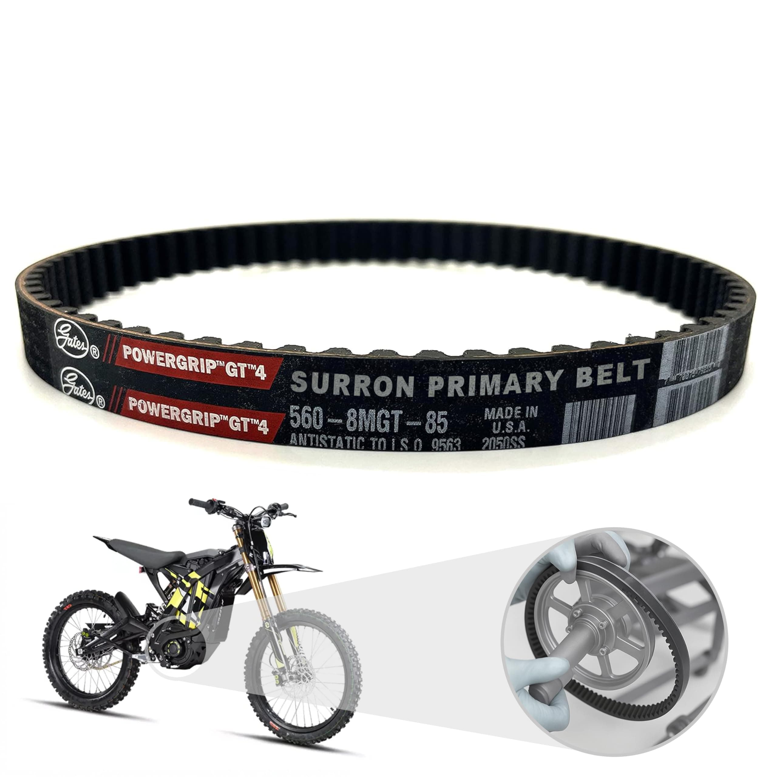 Surron Drive Belt - Gates GT4 Power Grip Primary Belt - Replacement for Sur Ron Light Bee/Segway X260 X160 / Talaria XXX