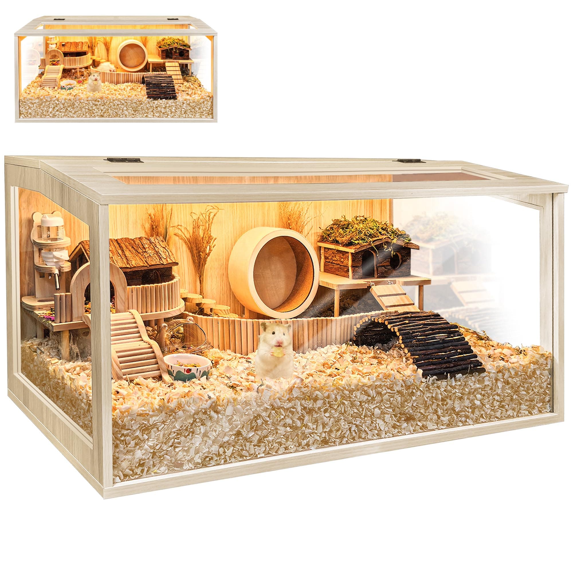 Hamster Cage Chewproof, Large Hamster Cages and Habitats, Openable Top with Acrylic Sheets, Solid Built