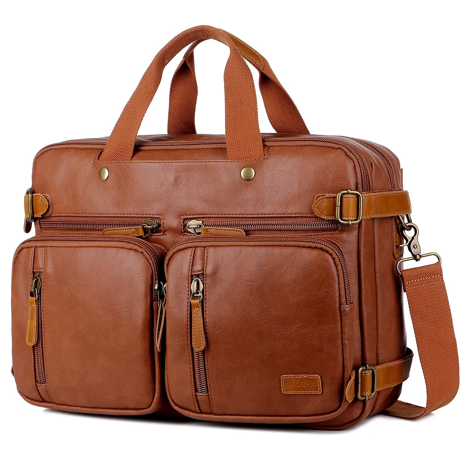 Men Vegan Leather Briefcase Backpack Hybrid 17 Inch Laptop Bag Case Business Messenger bag HB-22