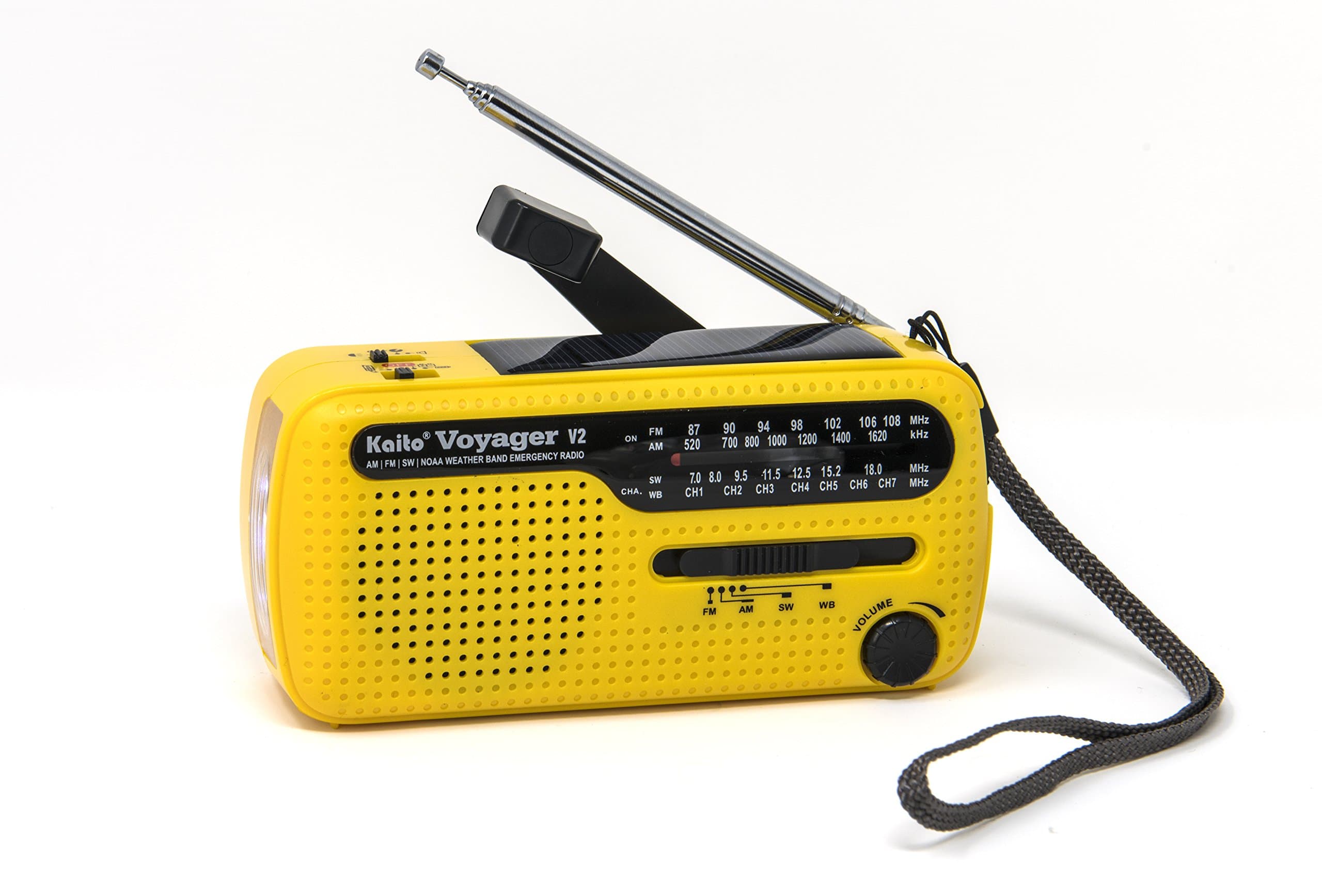 Best NOAA and SW Portable Solar/Hand Crank AM/FM, Shortwave & NOAA Weather Emergency Radio with USB Cell Phone Charger & LED Flashlight (Yellow)