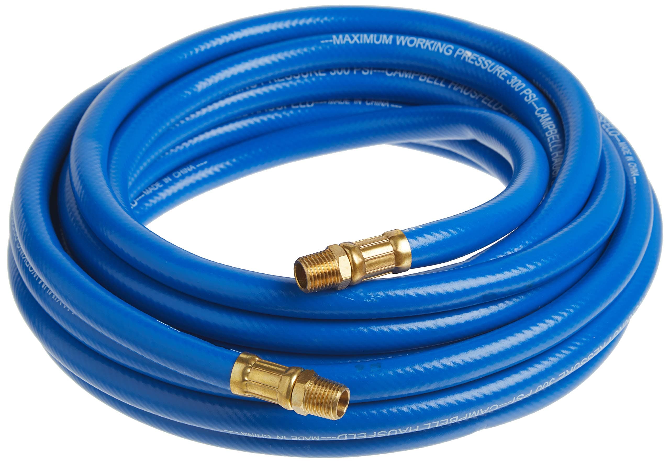 CAMPBELL HAUSFELD 3/8 in. x 25 ft. PVC Air Compressor Hose, Lightweight and Durable Air Hose, Ideal for Air Compressor Applications Non-marring and abrasion resistant cover.