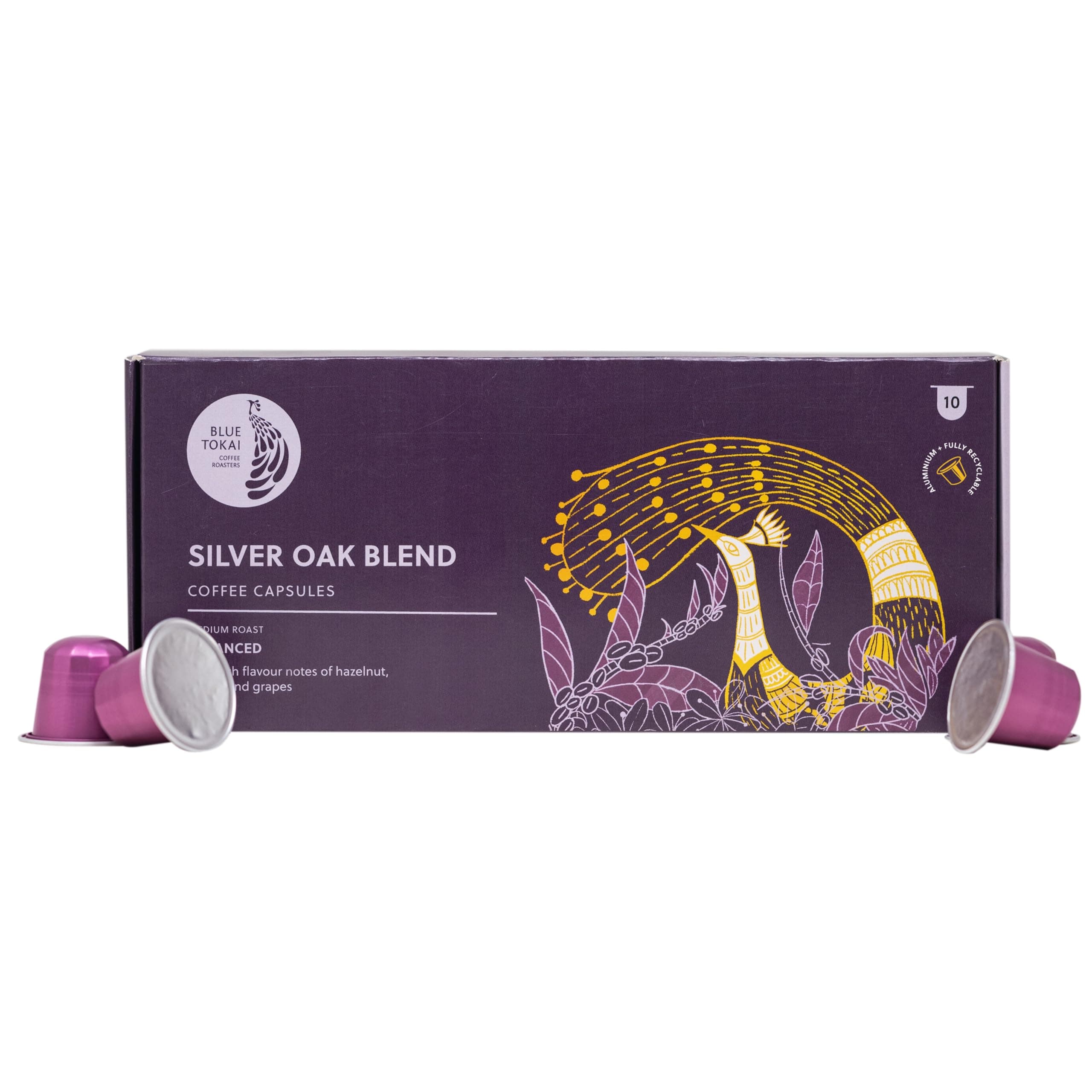 Aluminium Capsules | Silver Oak Cafe Blend - Medium Dark Roast | 100% Arabica | Speciality Coffee | Nespresso Compatible Coffee Pods | 10 Pods In Pack