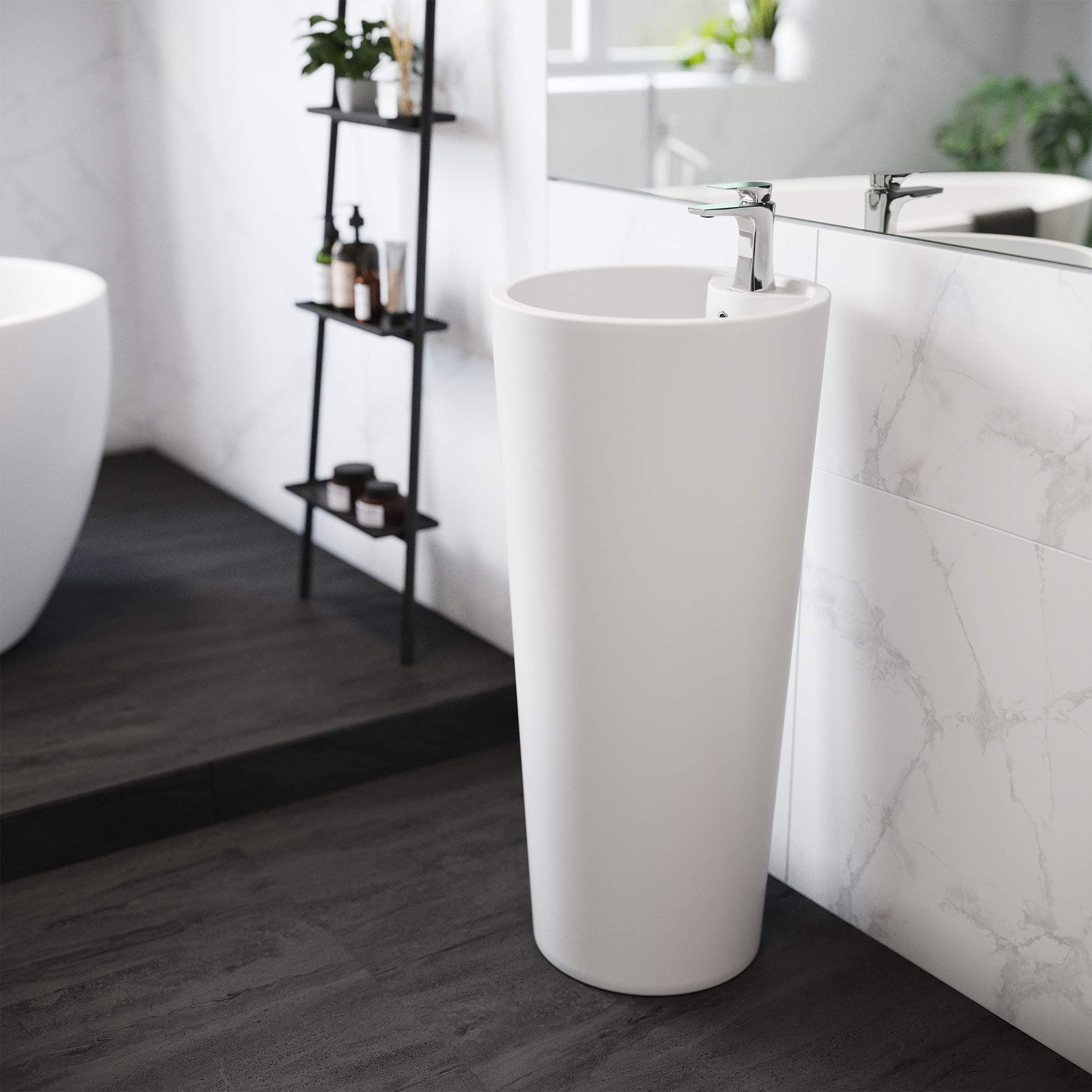 Well Made Forever SM-PS307, Monaco Circular Pedestal Sink, Glossy White