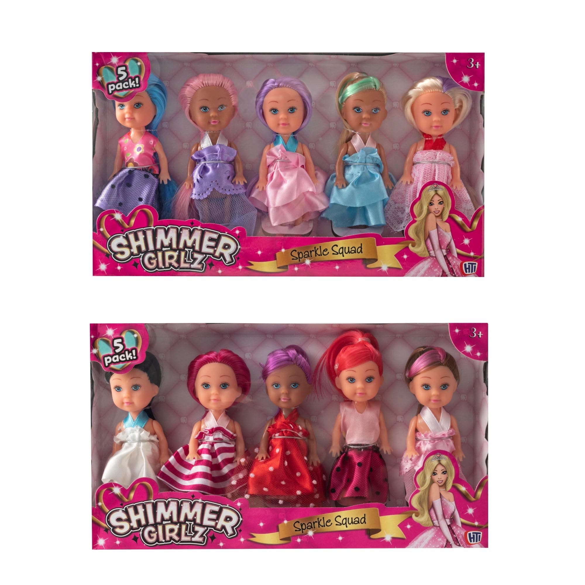 HOT BARGAINSPack of 5 Sparkle Squad Beautiful Princess Dolls with Latest Fashion and Fabrics for Girl Birthday Party bag fillers toy (Random Pack will be Send)