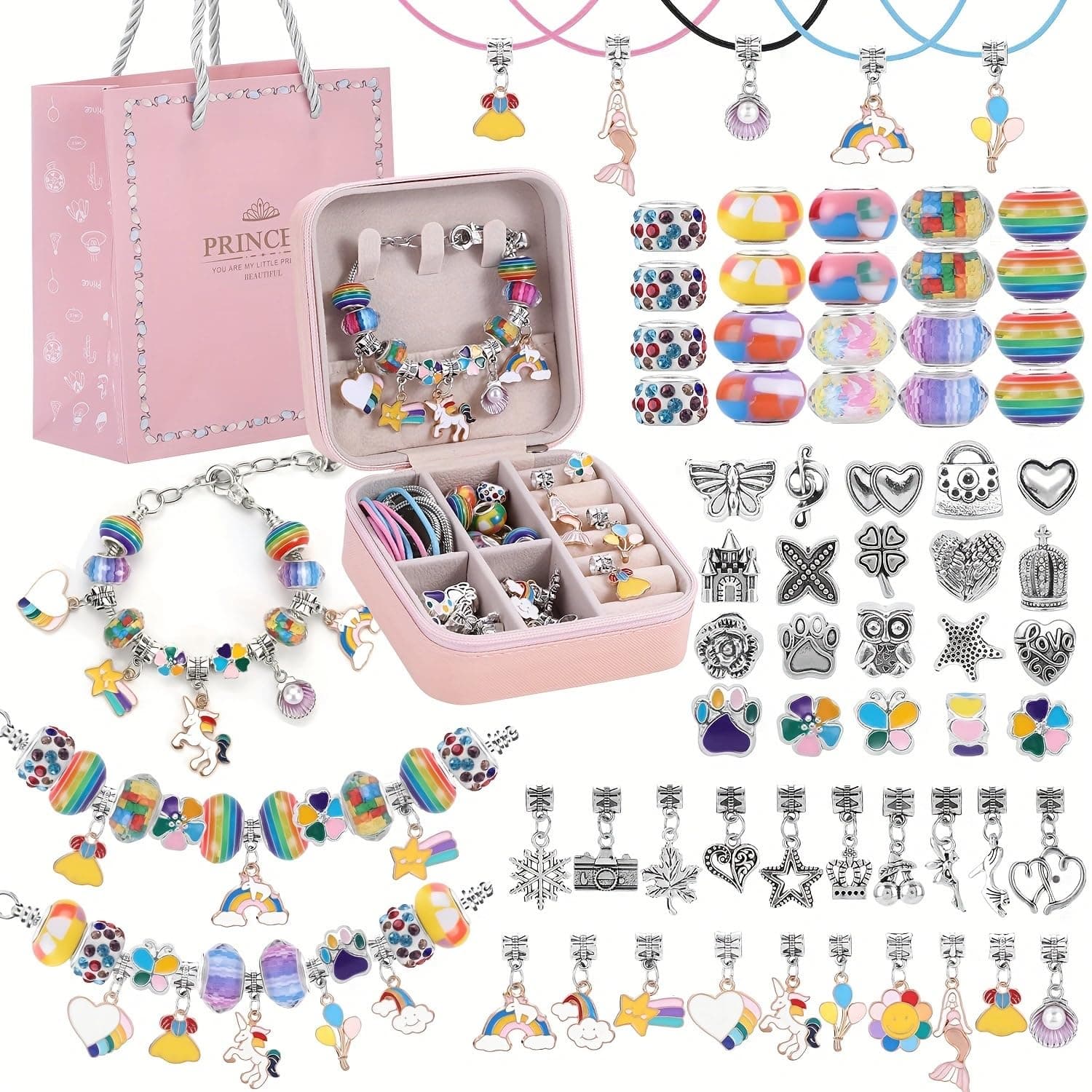 Beauenty Bracelet Making Kit for Girls,68PCs Charm Bracelets Kit with Jewelry Box, Jewelry Charms, Bracelets for DIY Craft, Jewelrys Gift for Adults and Kids,Present For 3-12 Year Old Girl (Option 26)