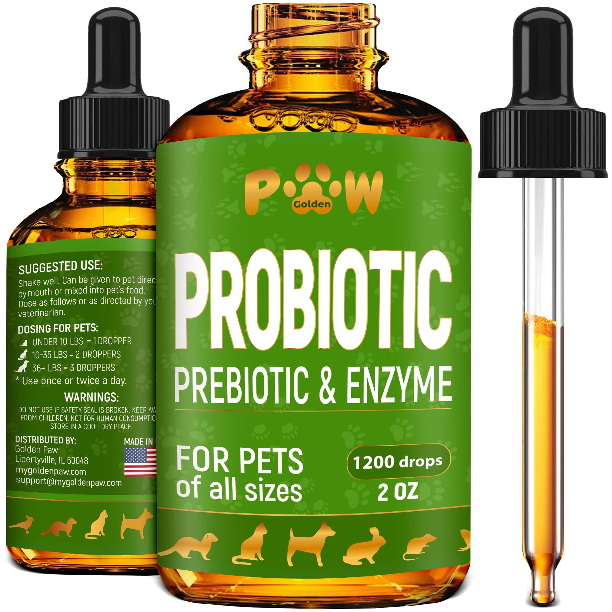 Liquid Probiotics for Dogs & Cats of All Ages | Dog Probiotics to Provide Digestion Balance | Prebiotic Blend for Harmonious Food Absorption | 3 Billion CFU | Herbal Flavor | 2 Oz