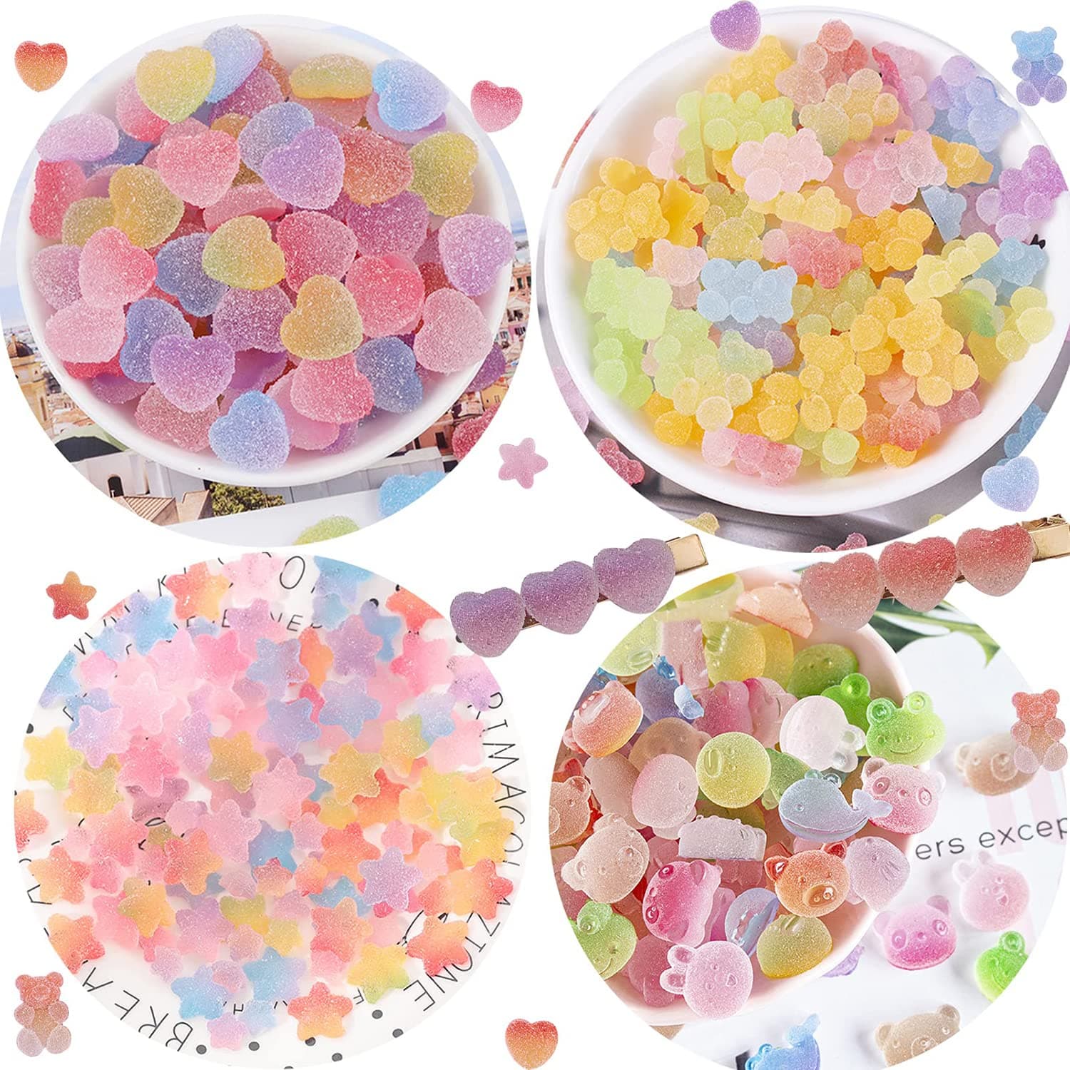 SYOSI Jewelry Making Candy Embellishments, Slime Charms Candy Resin Charms 3D Cute Nail Charms Mini Flatback Beads Gummy Bear Charms Bulk Resin Supplies for Cell Phone Scrapbooking DIY Crafts 120Pcs
