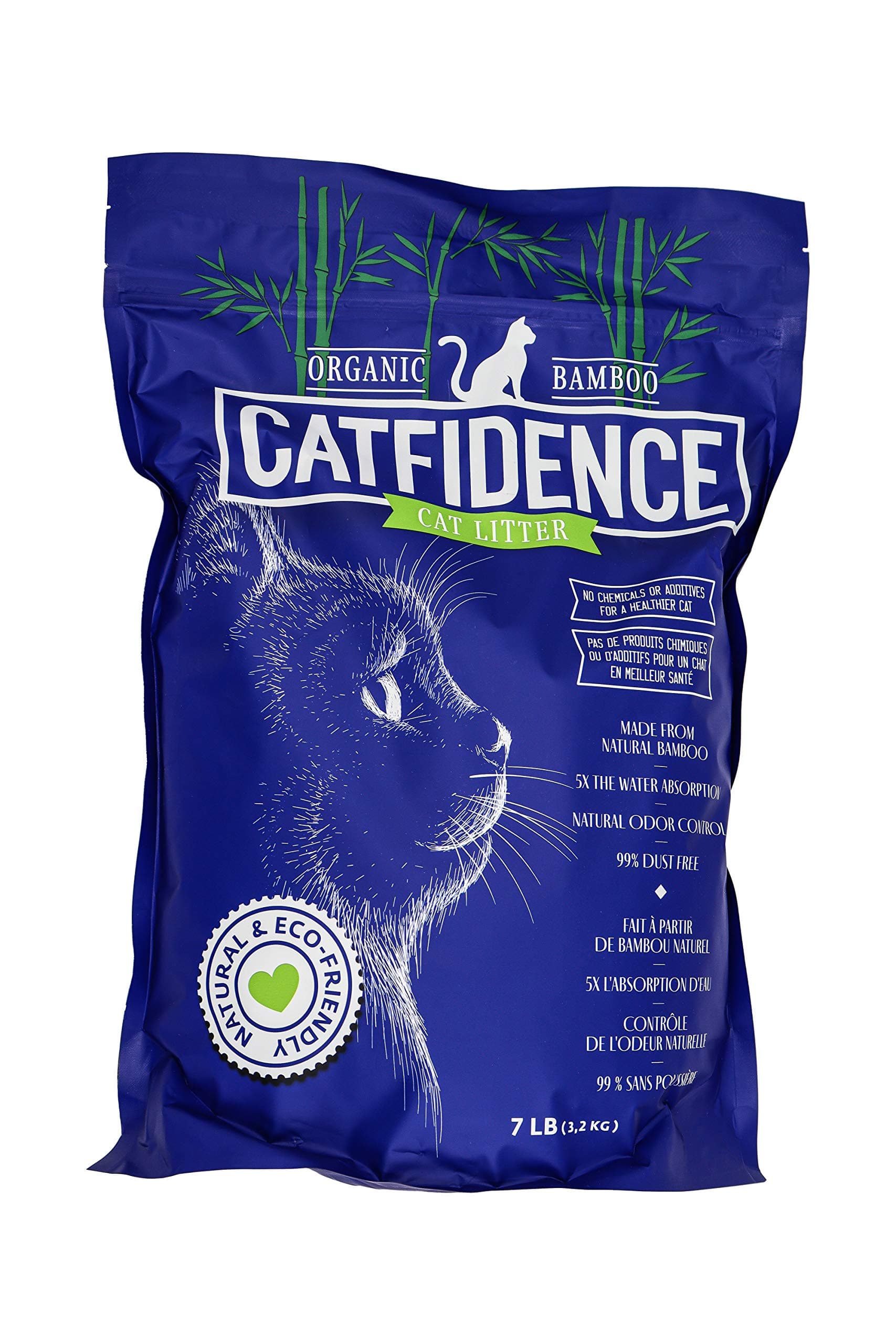 Catfidence® Cat Litter - Organic Bamboo Unscented, Dust Free Kitty Litter - Long Lasting Odor Control & Fast Drying Cat Litter for Multi-Cats - (7 Lb,1 Bag of Litter)