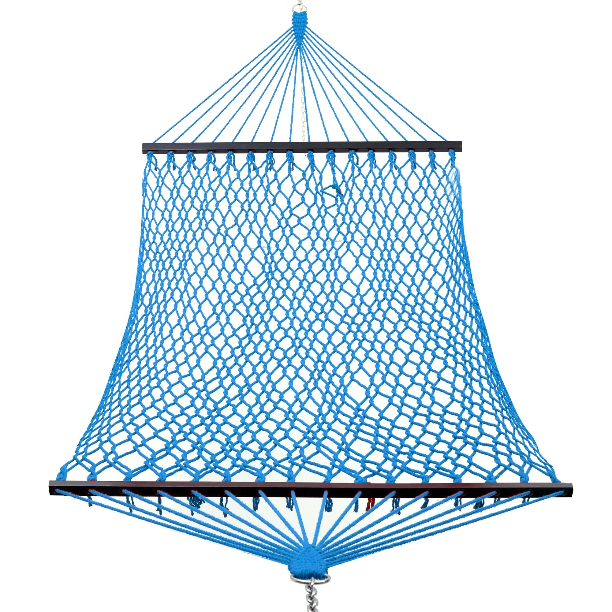 12ft Rope Hammocks, 46'' Wide Hardwood Spreader Bar (Aqua, Twin)