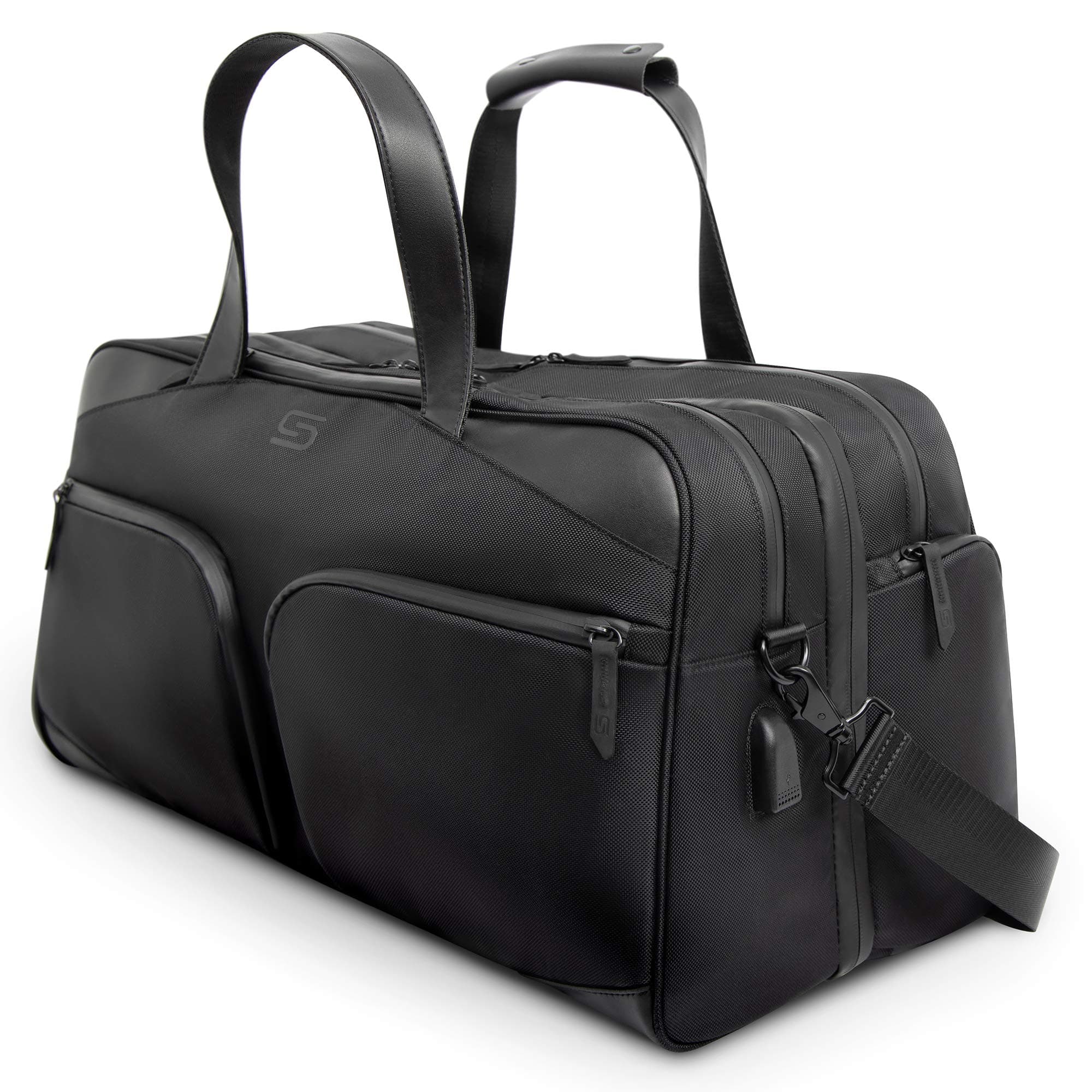 Sterkmann Travel Carry on Duffel Bag for Men & Women | Waterproof Overnight Weekender Bag| Fitness Gym Sport Shoulder Bag with Shoe Compartment & Wet Pocket, 35L Large (Black)