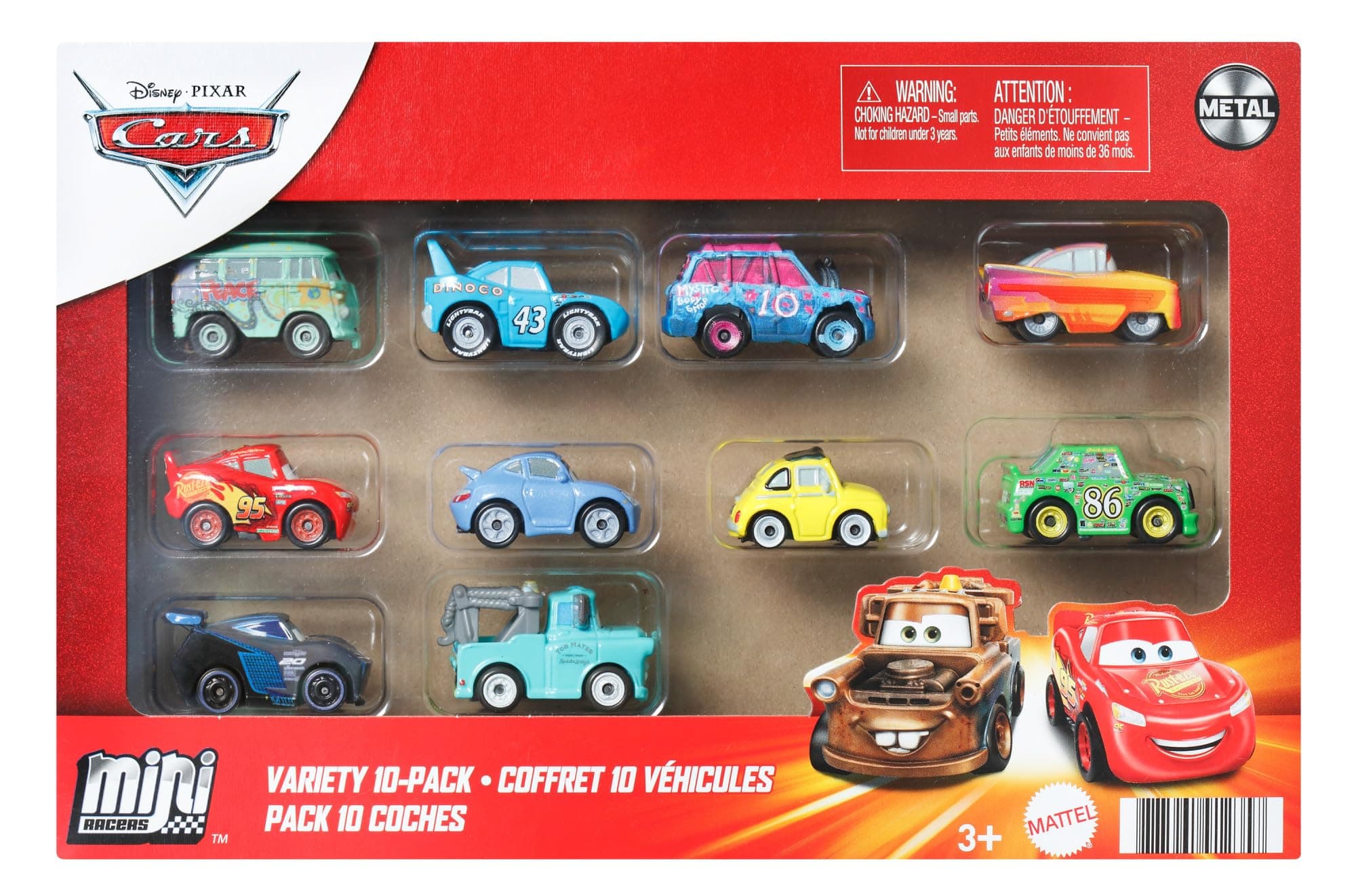 Mattel Disney Pixar Cars Mini Racers 10 Pack of Collectible Toy Vehicles for Kids & Collectors Ages 3 Years Old & Up (Amazon Exclusive)