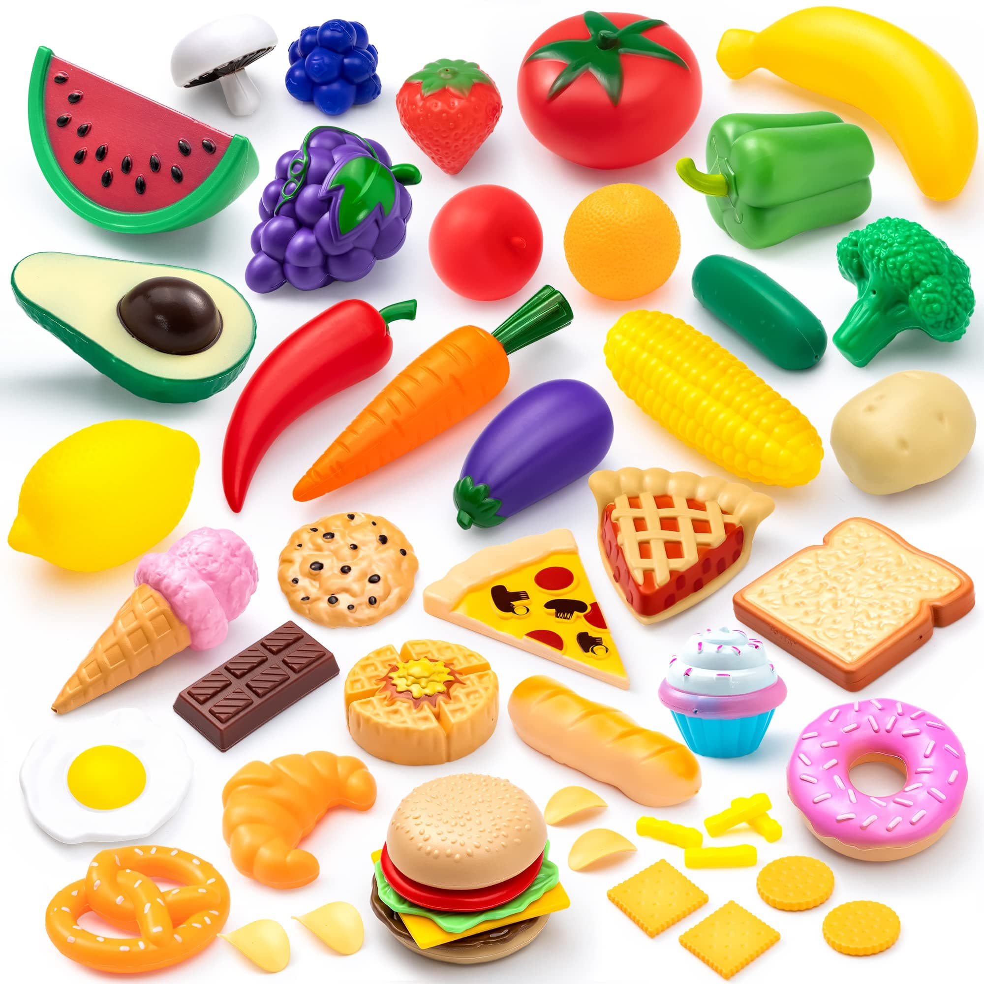 50 Pieces Kids Plastic Play Food Toys