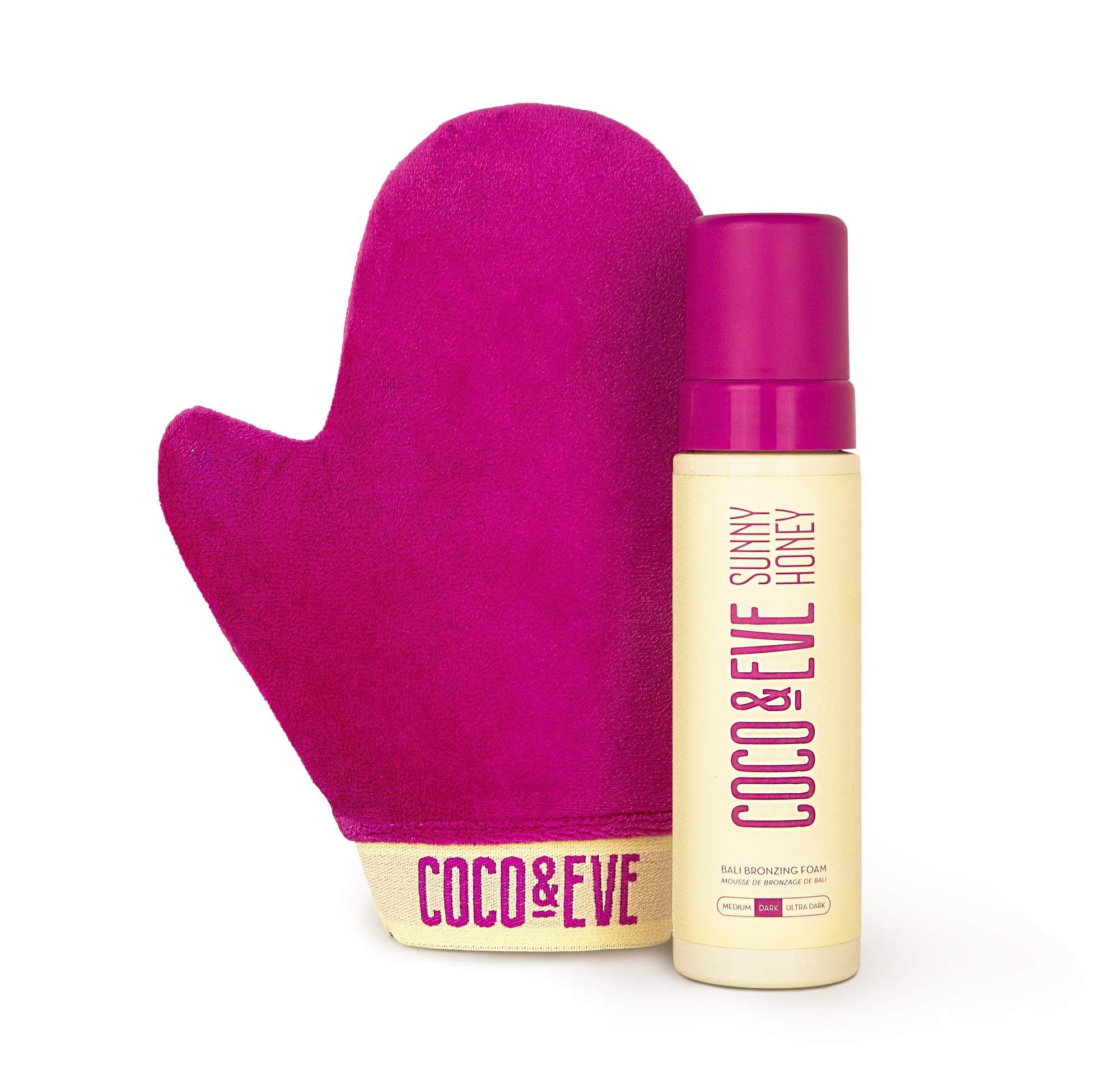 – Sunny Honey Bali Bronzing Self Tanner Mousse Set (Dark) - All Natural Sunless Tanning Mousse | Instant Self Tanning with Bronzer with Self Tanning Mitt Applicator (200ml)