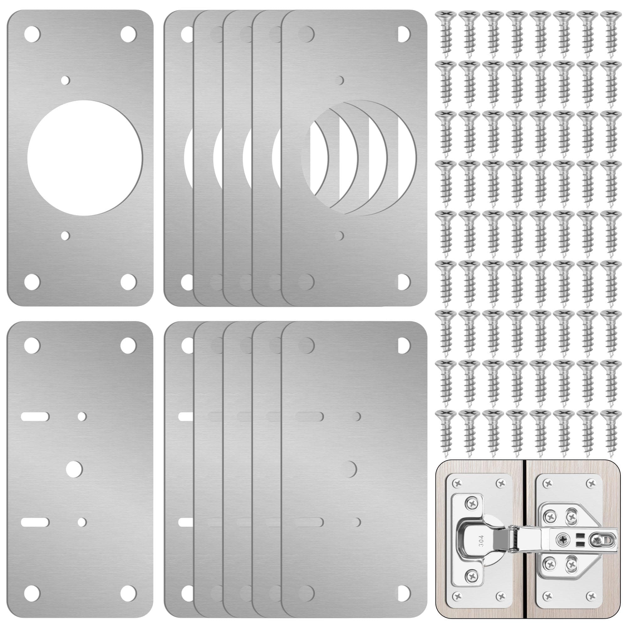 Zqeven 12-Pack Hinge Repair Kit - Cabinet Door Hinge Repair Plate Hinge Fixing Plate for Kitchen Cupboard Door Locker Cabinet Door Hinge Repair Brackets with Mounting Screws