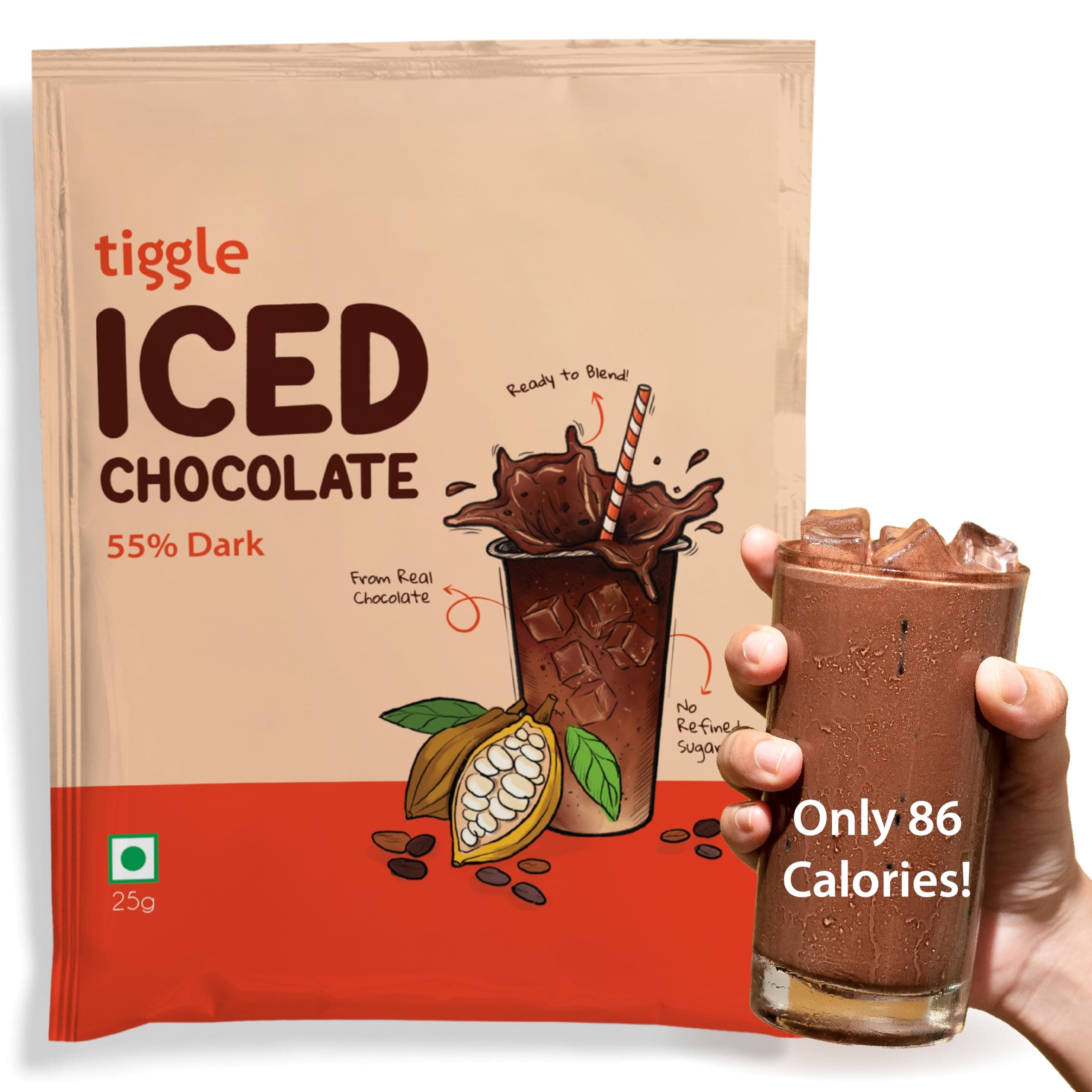 55% Dark Iced/Cold Chocolate Mix Summer Special - 10 Sachets|As Seen On Shark Tank India|Dark Chocolate Powder For Milkshake|Chocolatey & Smooth|Ready In 10 Seconds|No Refined Sugar