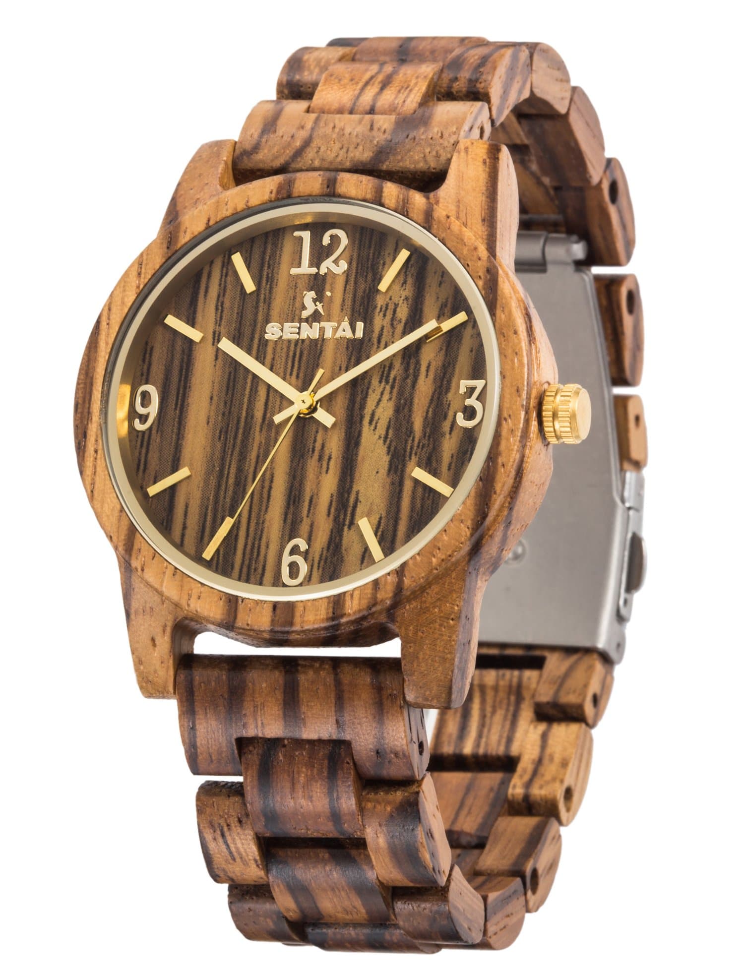 Wood Watches for Men Handmade Zebra Wooden Watch Casual Lightweight Wristwatch