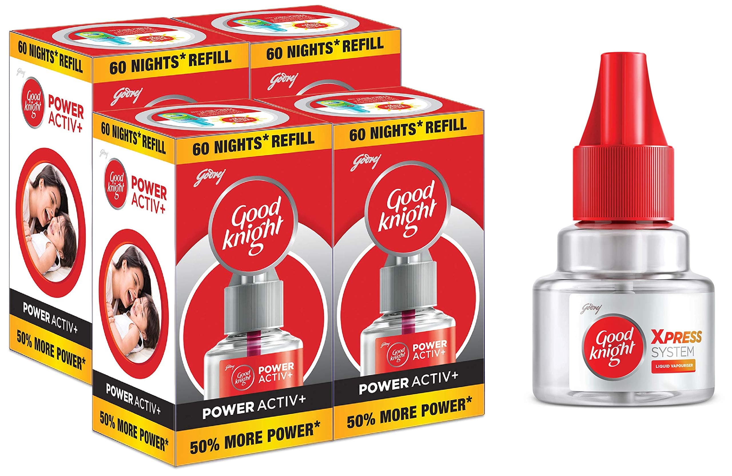 Good Knight Power Activ+ Jumbo Pack (45ml*4U)&Good knight Xpress System Liquid Cartridge,35ml
