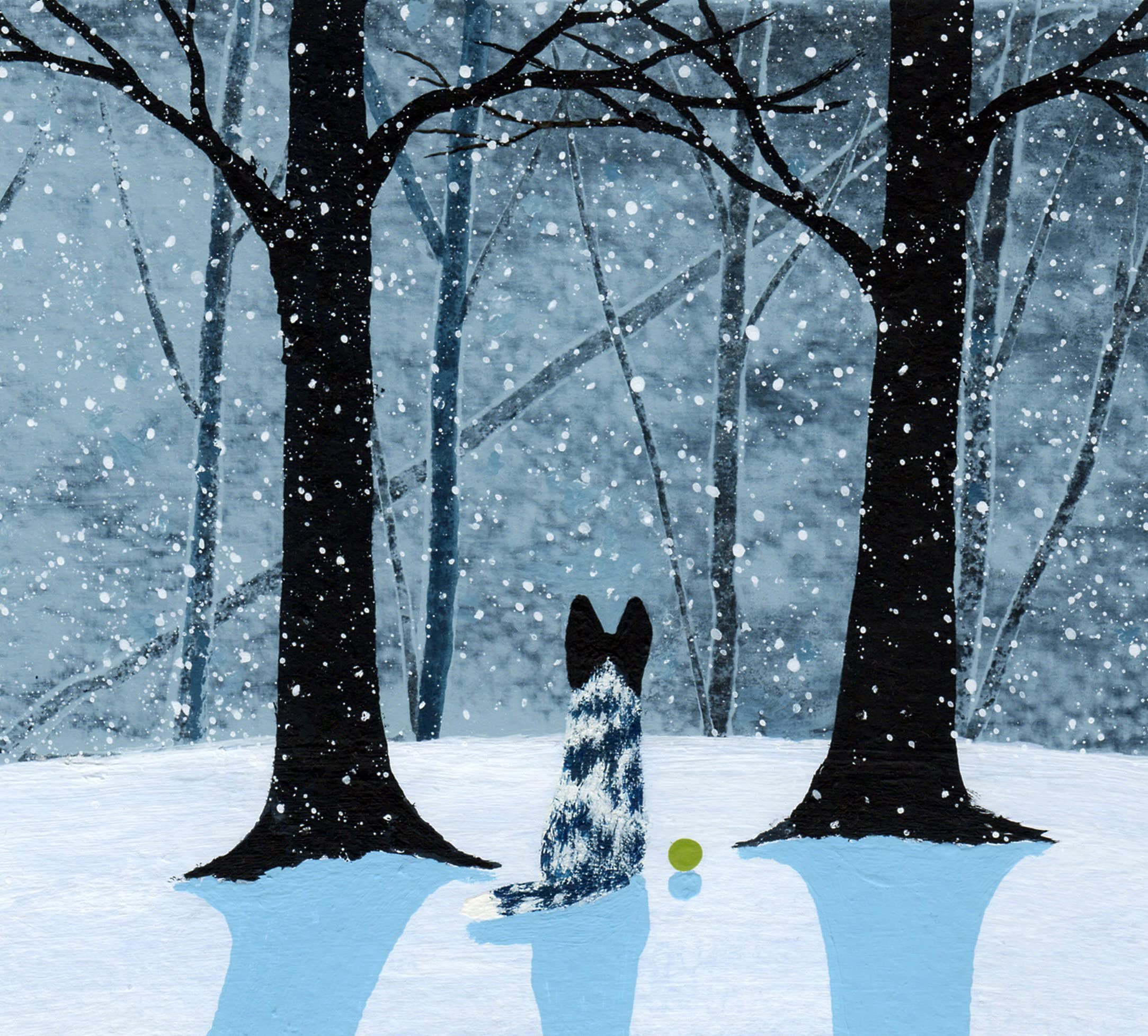Black White Heeler Australian Cattle Dog LARGE Art PRINT by Todd Young FALLING SNOW