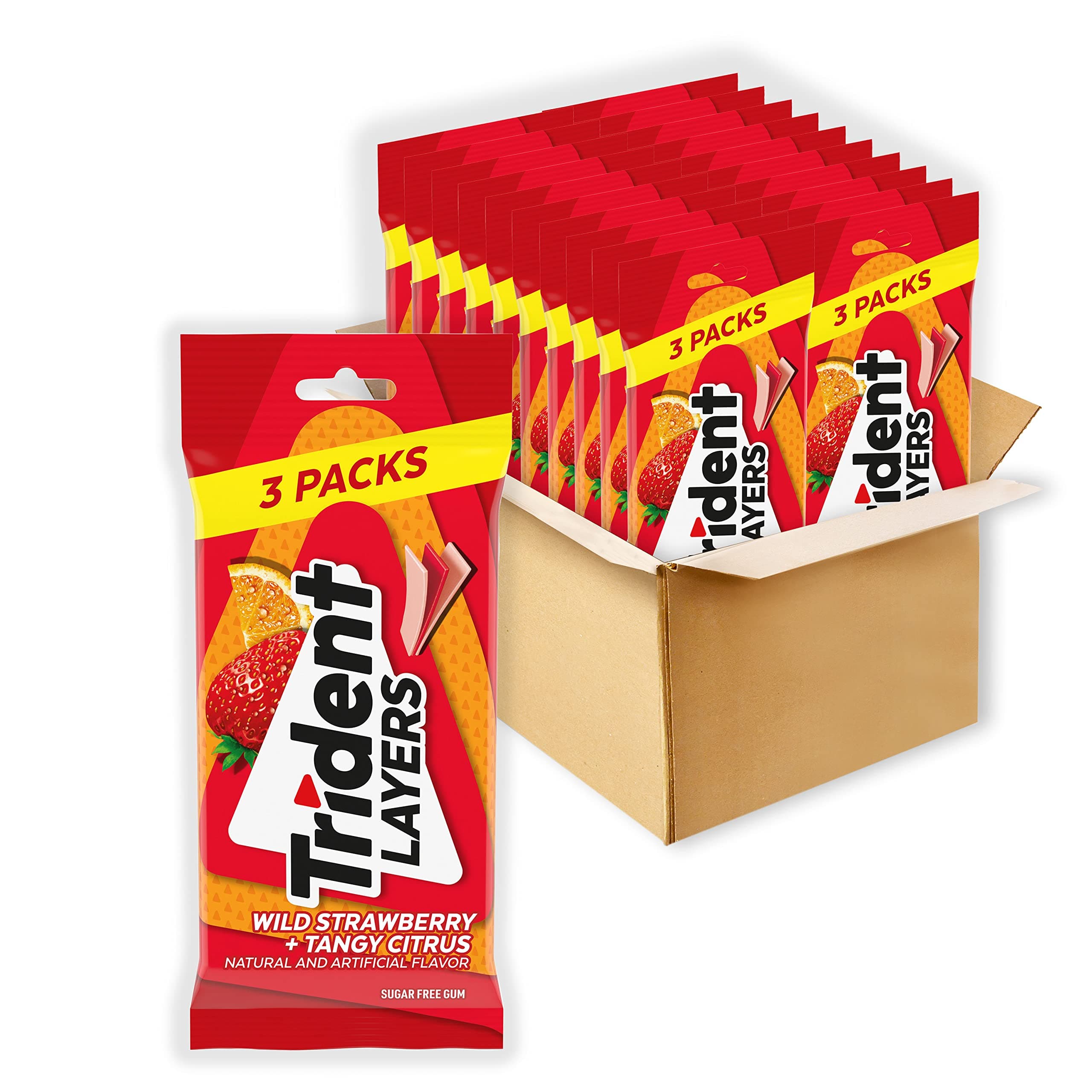 Trident Layers Wild Strawberry & Tangy Citrus Sugar Free Gum, 60 Packs of 14 Pieces (840 Total Pieces)