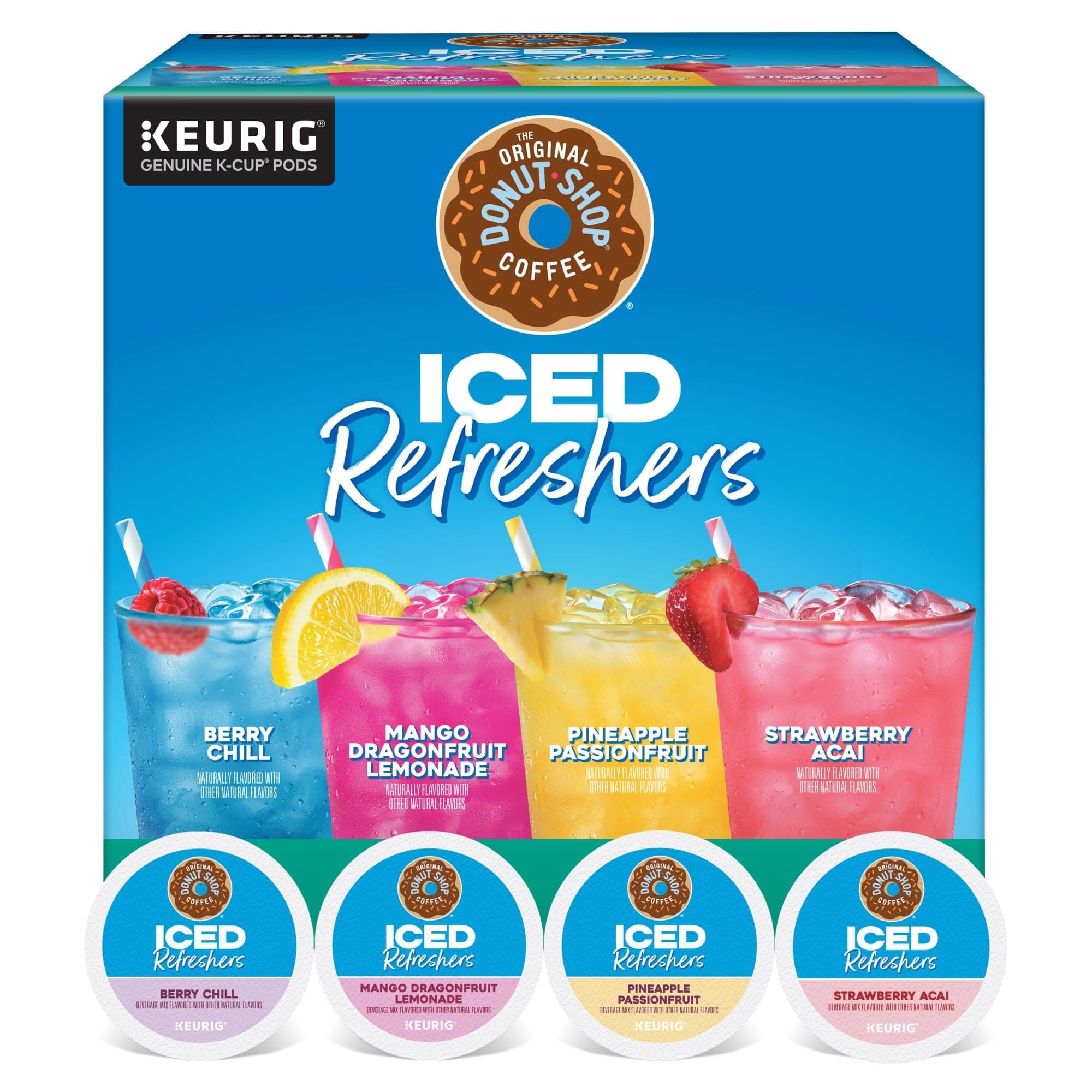 Iced Refreshers, Keurig Single Serve K-Cup Pod Variety Pack, Strawberry Acai, Pineapple Passionfruit, Mango Dragonfruit Lemonade, Berry Chill, 20-Count