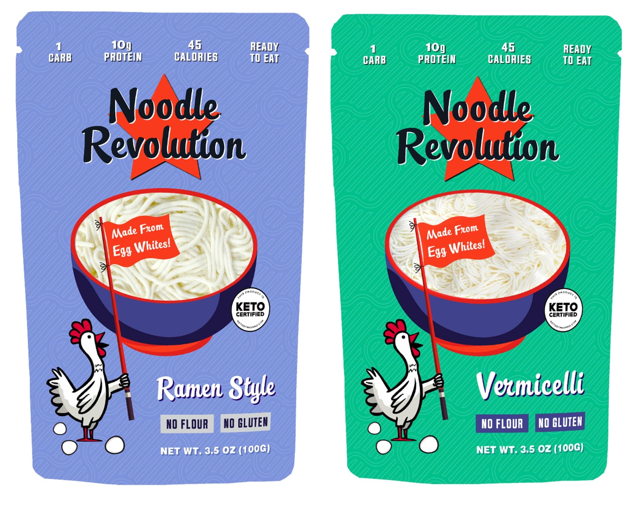 Noodle Revolution - Keto Noodles (Just 1G Carbs), Made From Egg Whites, 10G Protein, Taste & Texture Just Like Real Noodles, Ready To Eat, Keto/Paleo Certified (Ramen & Vermicelli, Single)