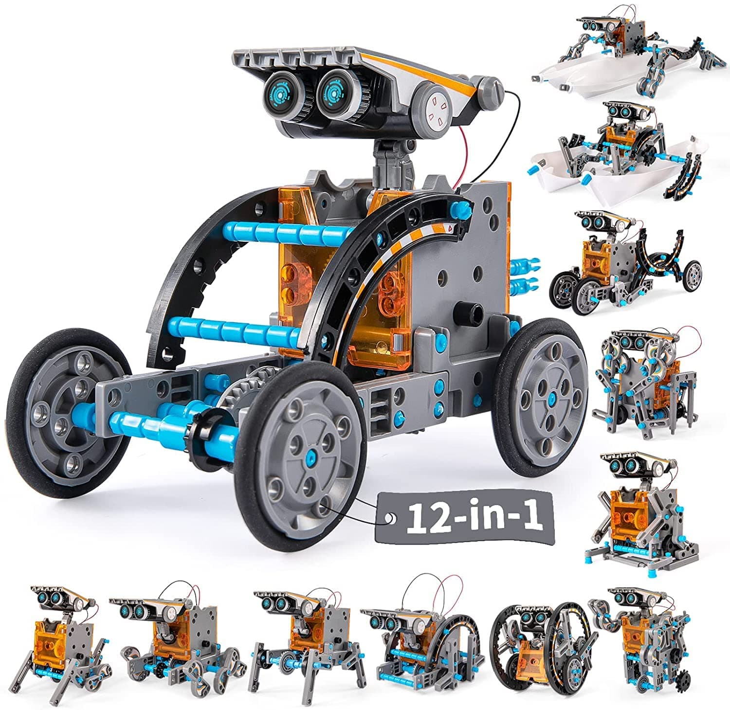 KIDSAVIA® 12-in-1 Education Solar Robot Toys -190 Pieces DIY Building Science Experiment Puzzle Kit for Kids Aged 8-10 and Older, Solar Powered by The Sun | Best Gift