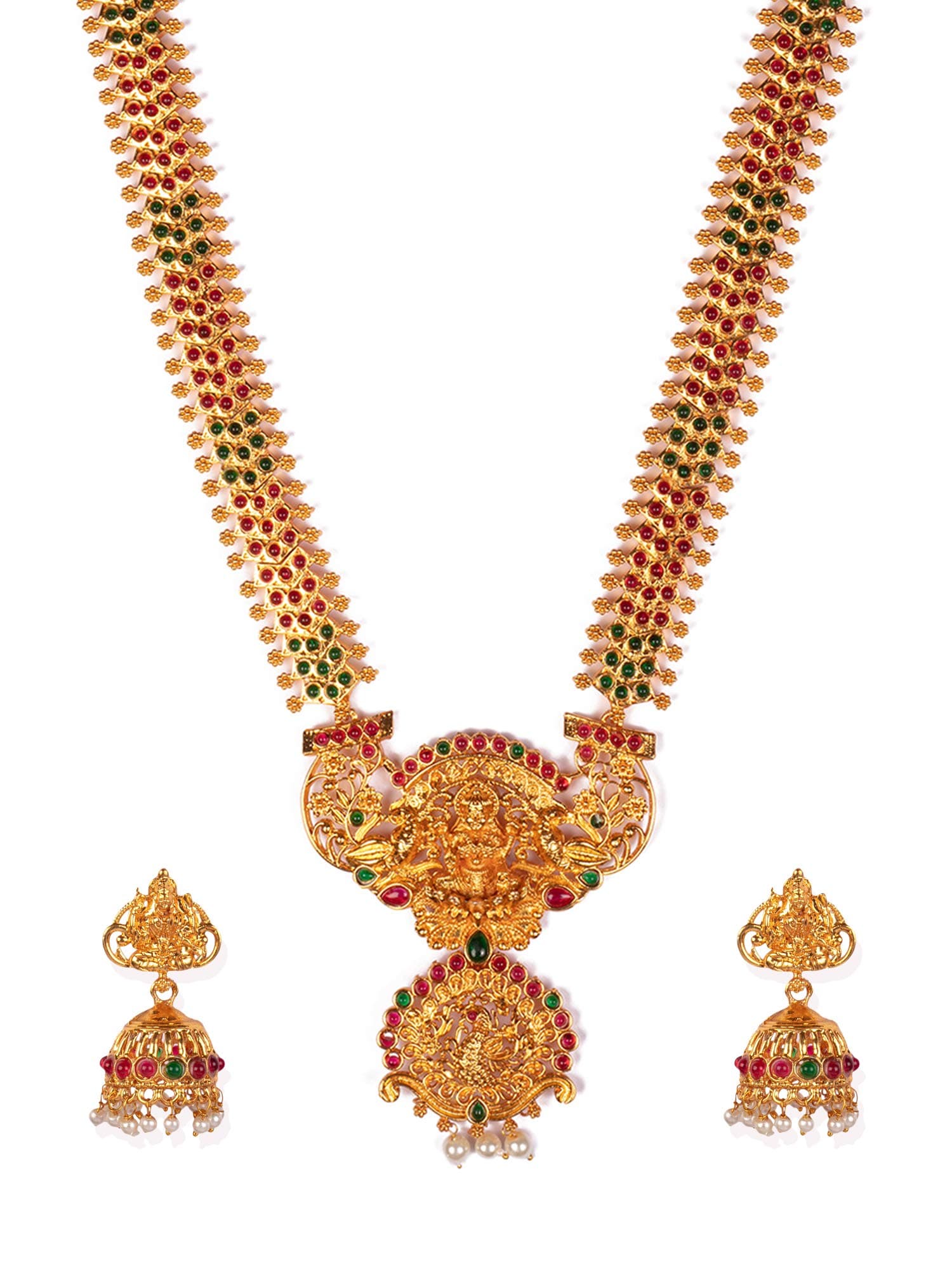 Gold Tone Beautifully Crafted Temple Necklace Set for Women-ZPFK9493