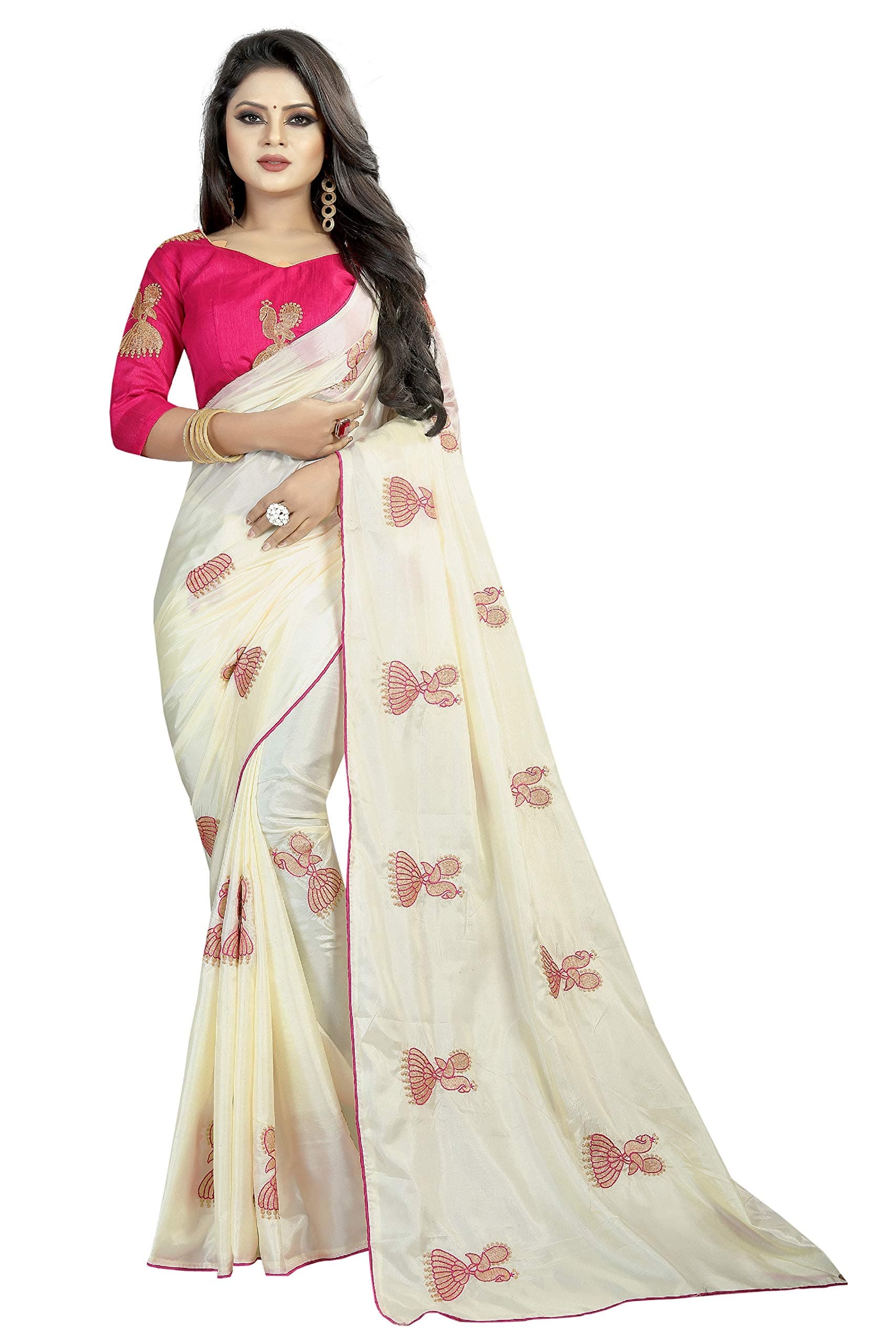 Women's Silk Saree With Blouse Piece (Multicolour)