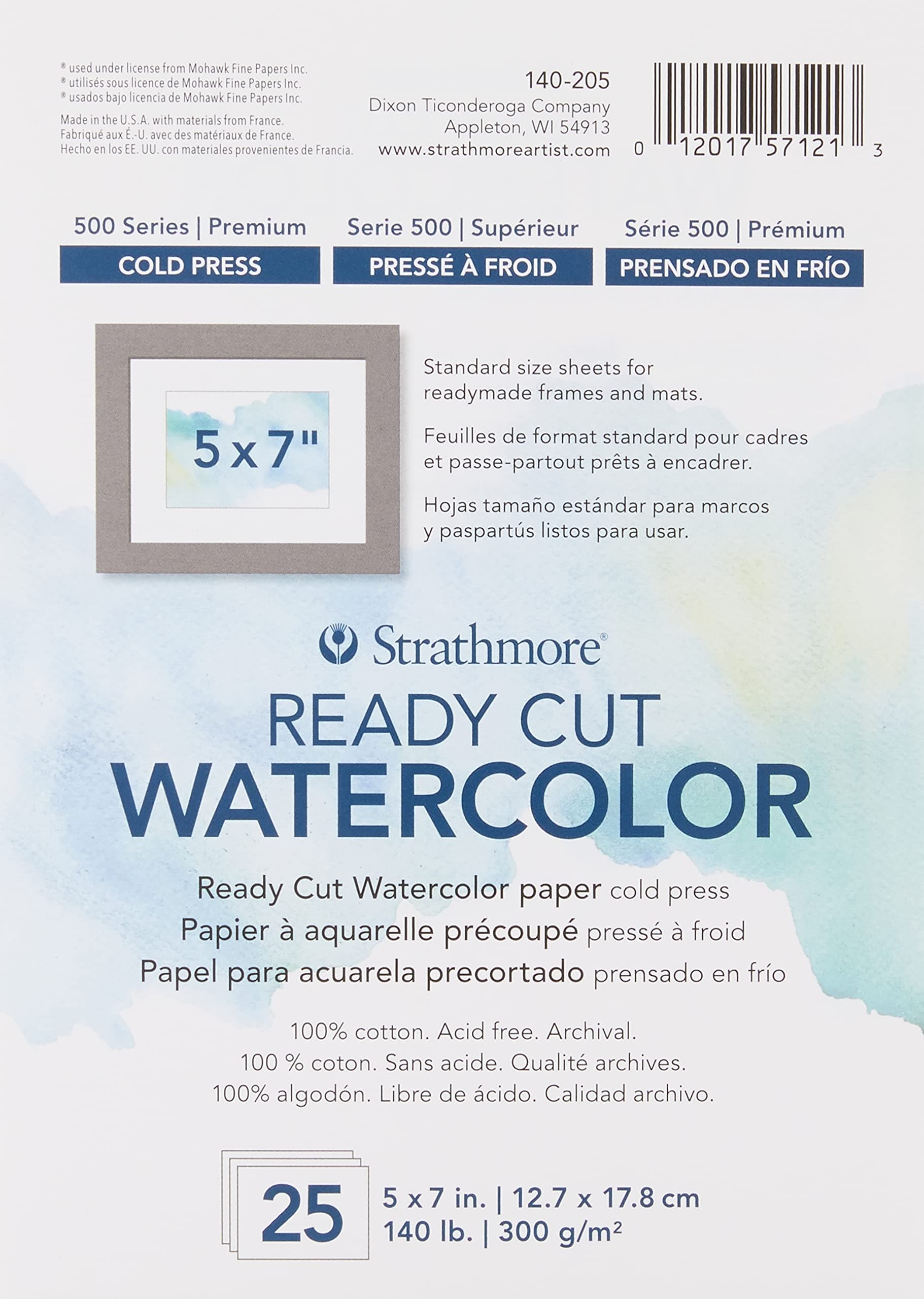 140-205 Watercolor Paper Pack 5 x 7-inch, 25 Sheets
