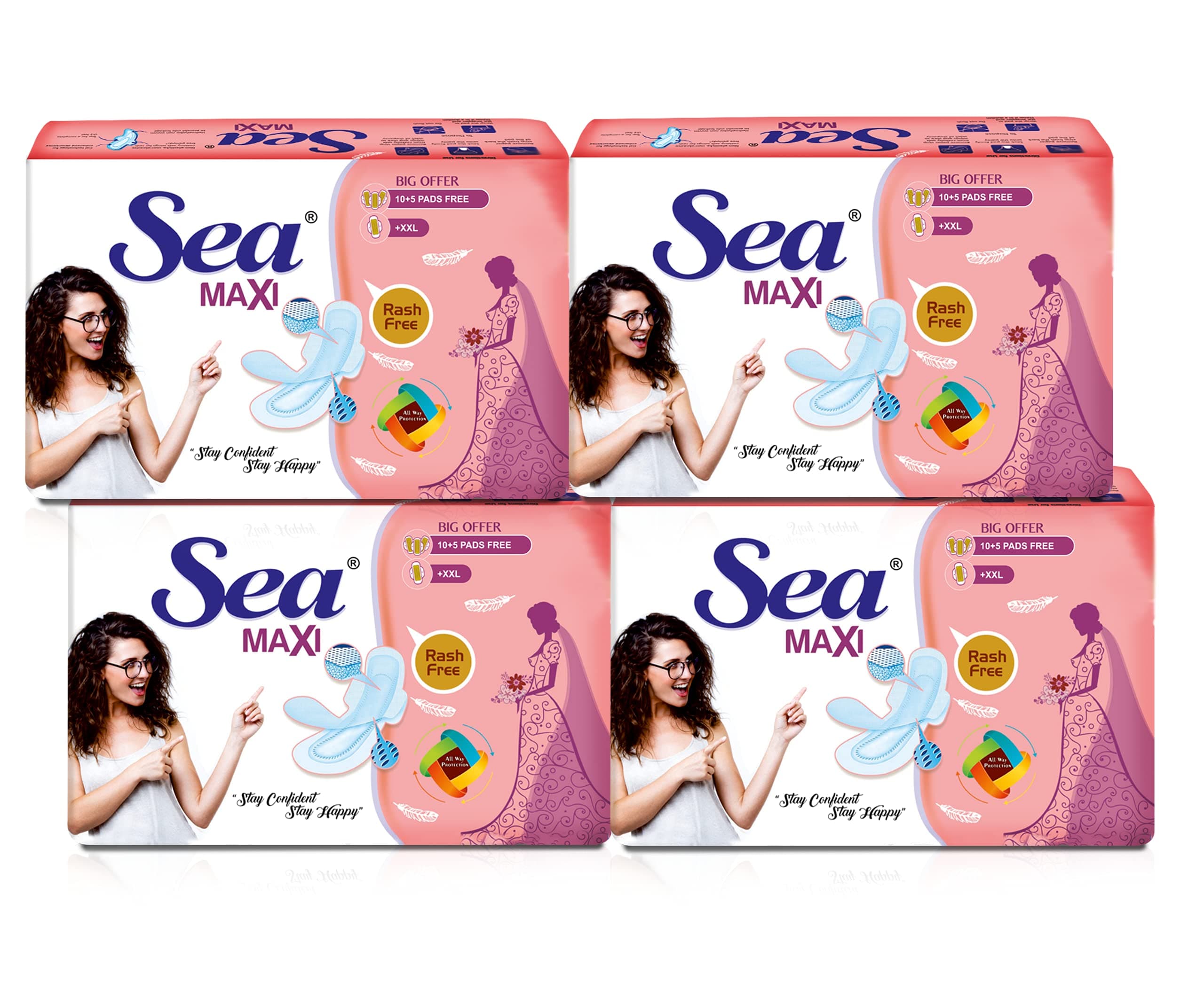 SEA Sanitary Pad For Women | 60 XXL Maxi Pads | Organic Cotton Pad with Leak And Odour Lock Technology