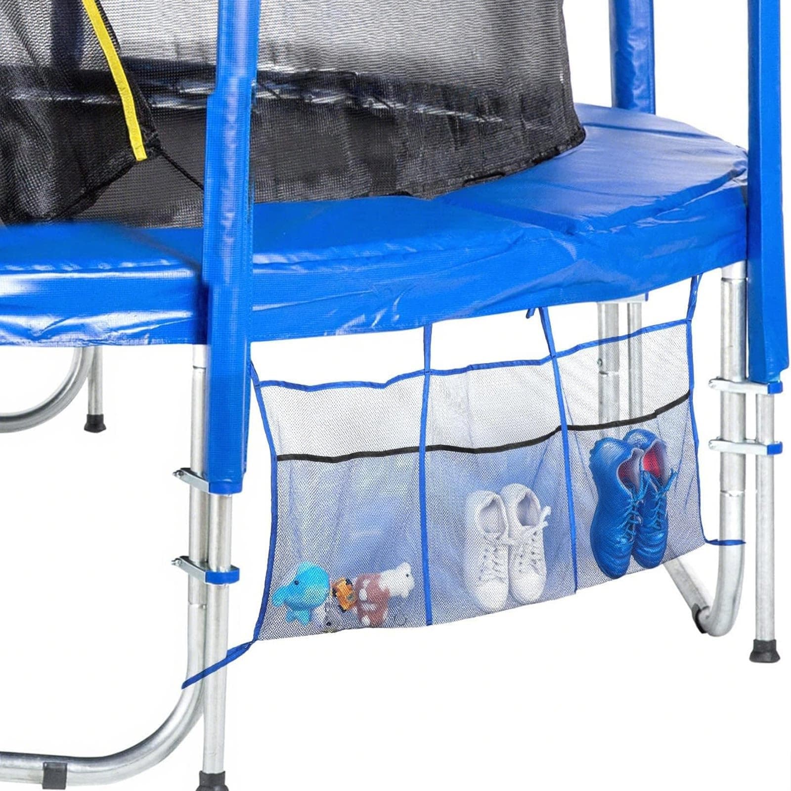 Sweetude 3 Pouch Ultimate Trampoline Shoe Storage Durable UV Resistant PE Bags for Most Trampoline, 19.7 x 13.8 Inch Each Compartment, Blue
