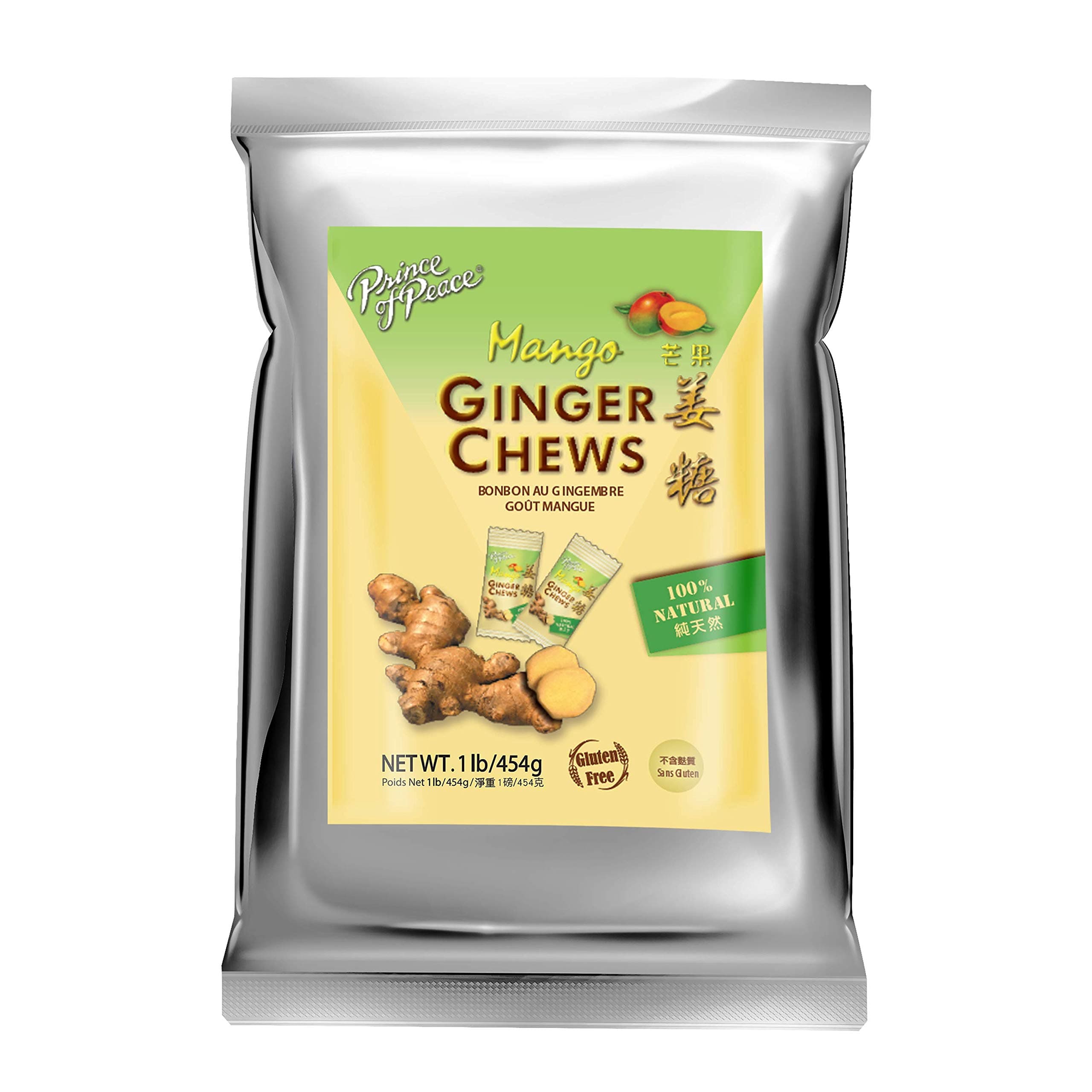 Ginger Chews with Mango, 1 lb. – Candied Ginger – Mango Candy – Mango Ginger Chews – Natural Candy