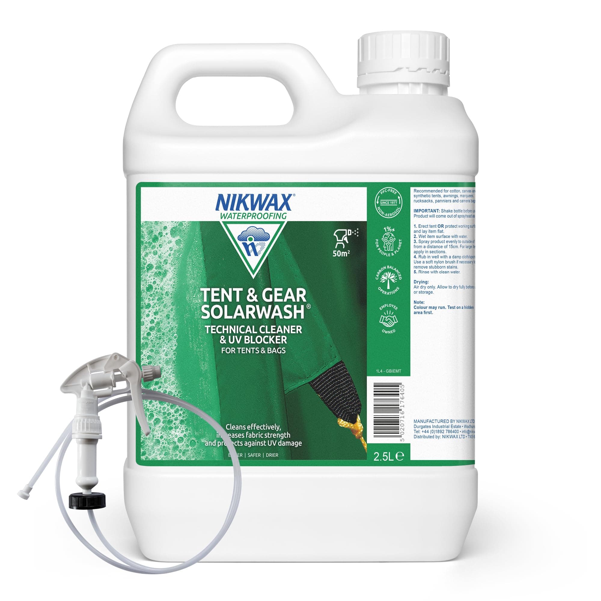 TENT & GEAR SOLARWASH, TENT & GEAR SOLARPROOF, Tent Cleaner and Waterproof Spray For Camping, Cleans and Protects Against UV Damage