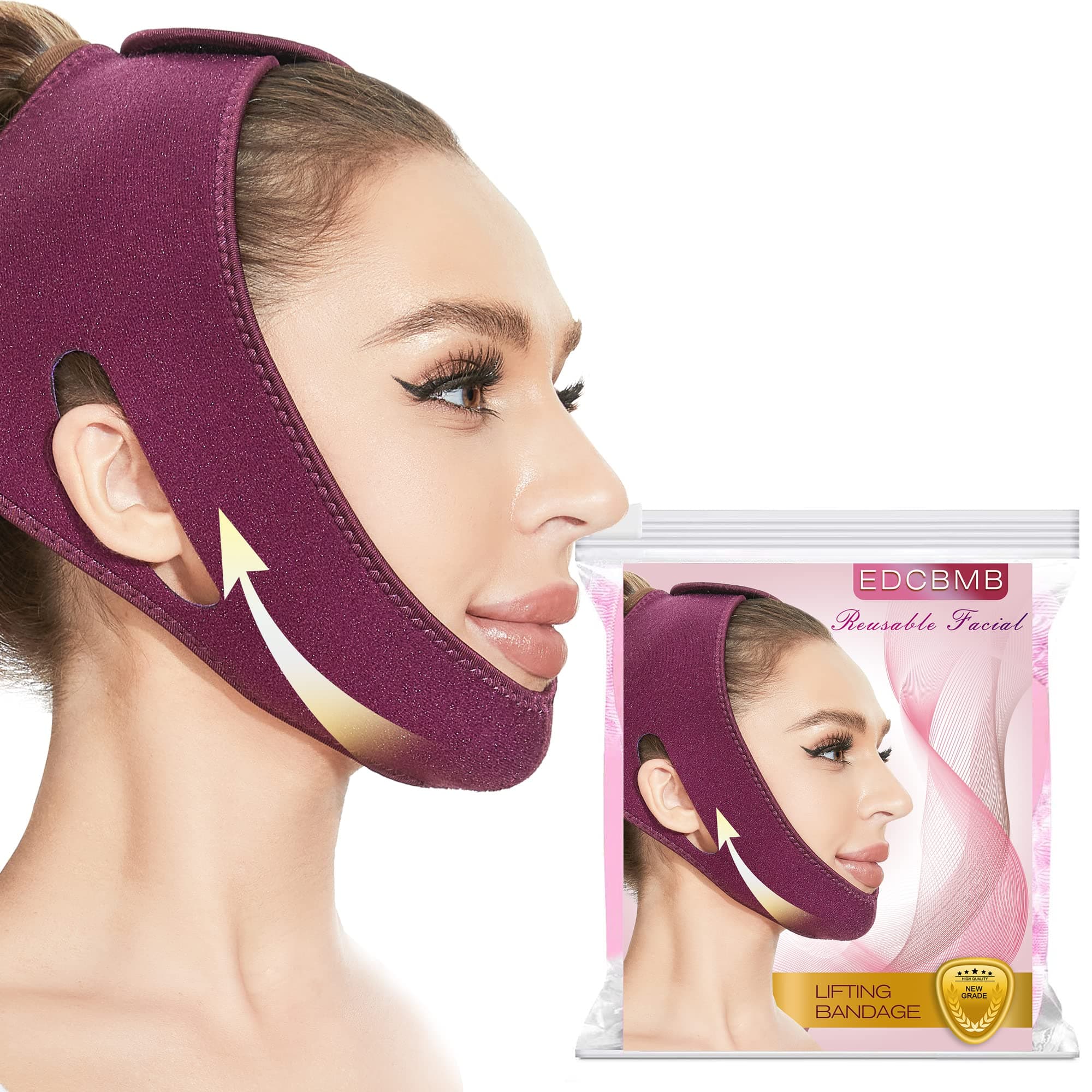 EDCBMB Double Chin Reducer ,V line Lifting Mask,Face Slimming Strap ,V Shaped Belt Facial for Women and Men,Reusable