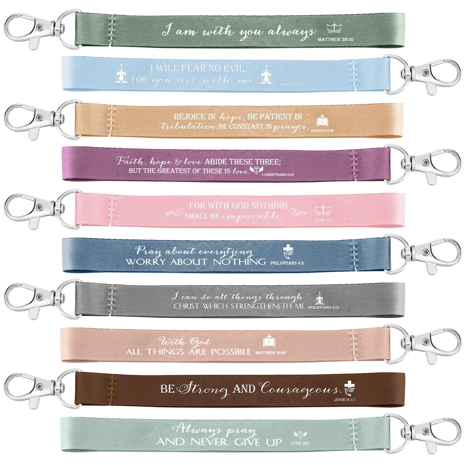 Inbagi 50 Pieces Christian Bible Verse Religious Biblical Keychain Bulk Fathers Day Gift for Men Church Favors