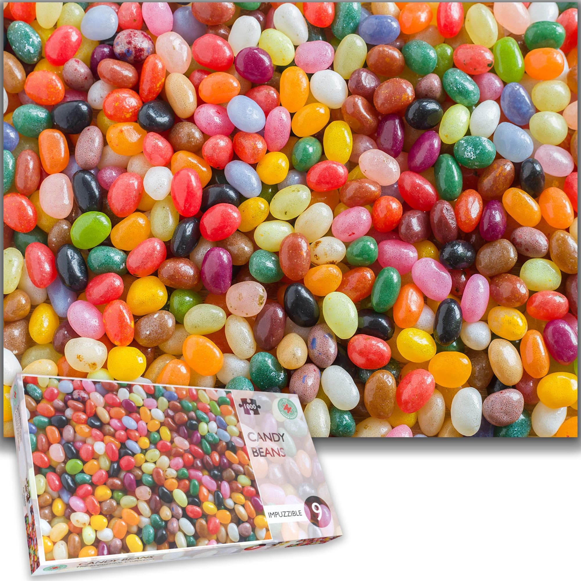 All Jigsaw Puzzles 1000 Pieces Candy Beans - Impuzzibles, UK Made Hard Jigsaw Puzzle for Adults, Gift Choice, 66 X 50cm, Portable