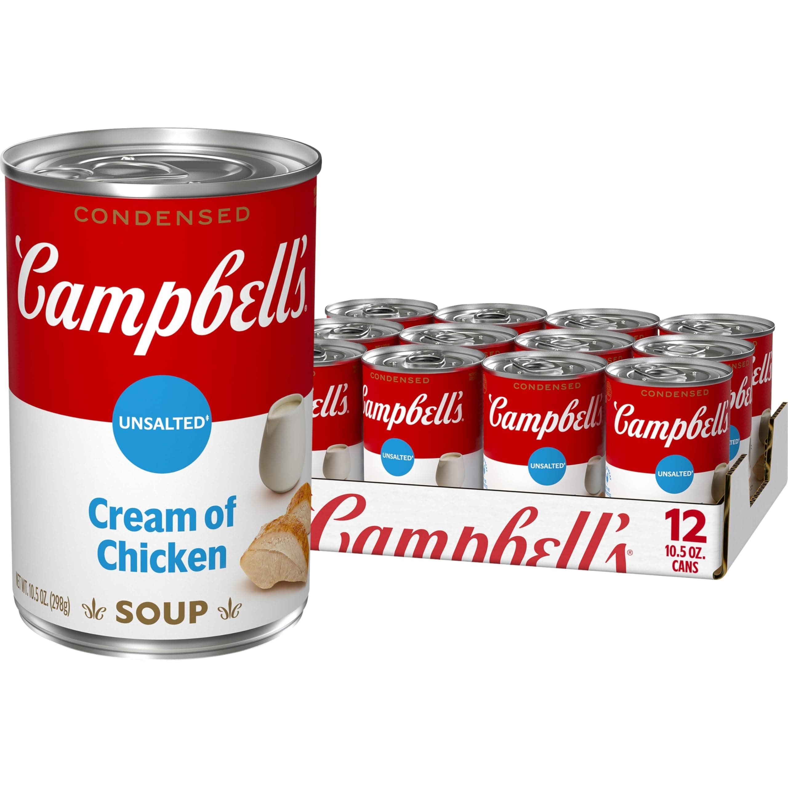 Campbell's Condensed Unsalted Cream of Chicken Soup, 10.5 oz Can (12 Pack)