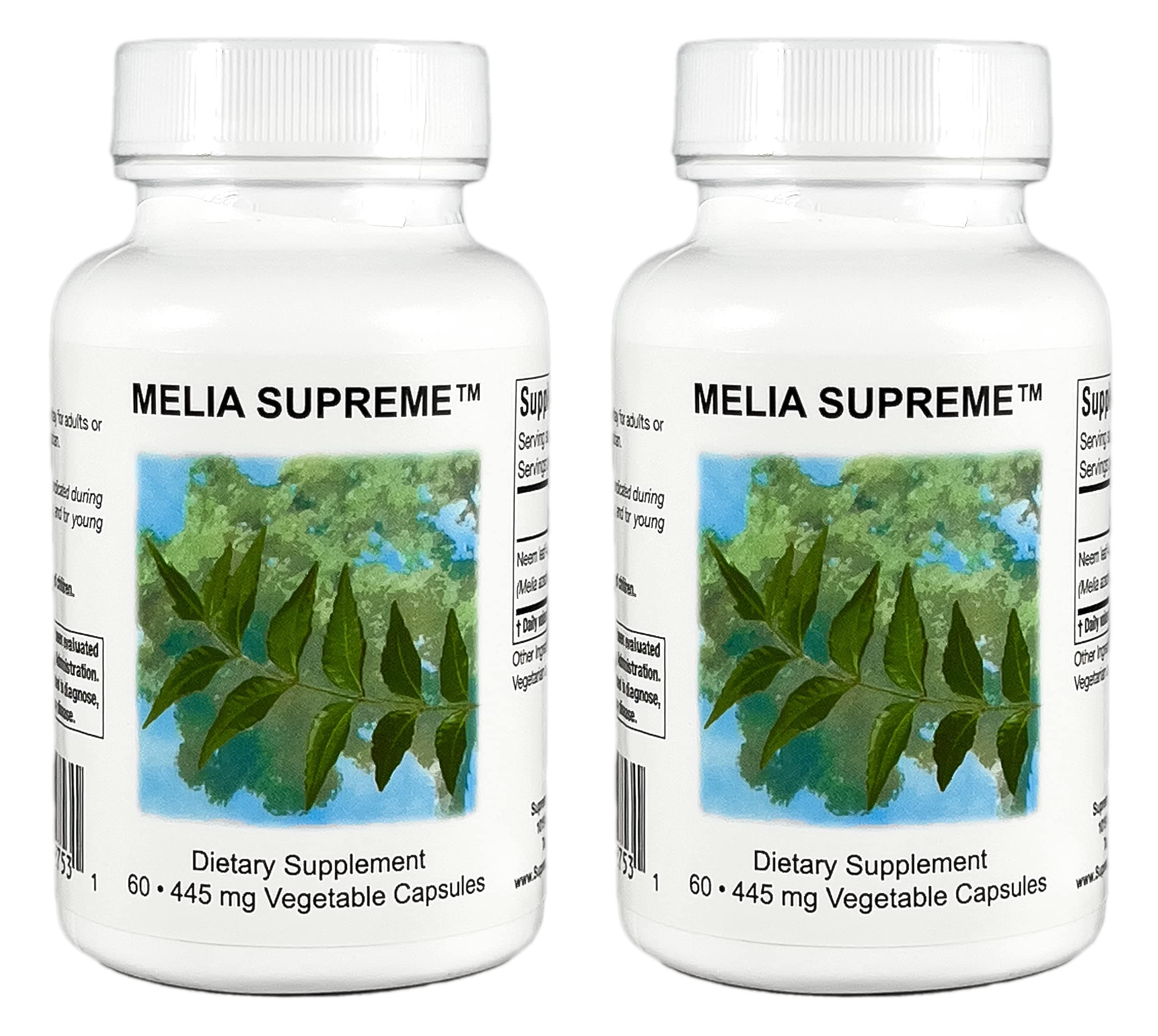 Melia , 60 Pure Powdered Neem Leaf 435 mg Capsules | 2 Pack