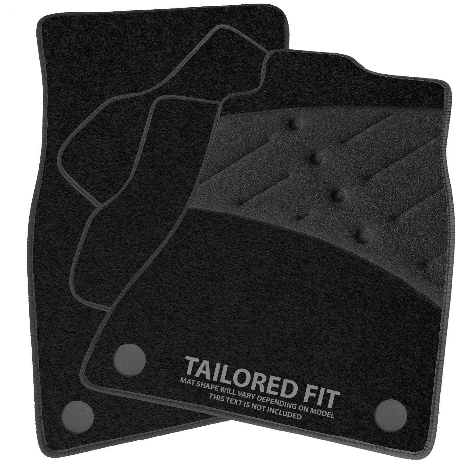 Car Mats FOR Nissan Juke 2010-2019 Black Carpet & Black Ribbed Trim & Black Full Width Heel Pad [SAPP-1308]