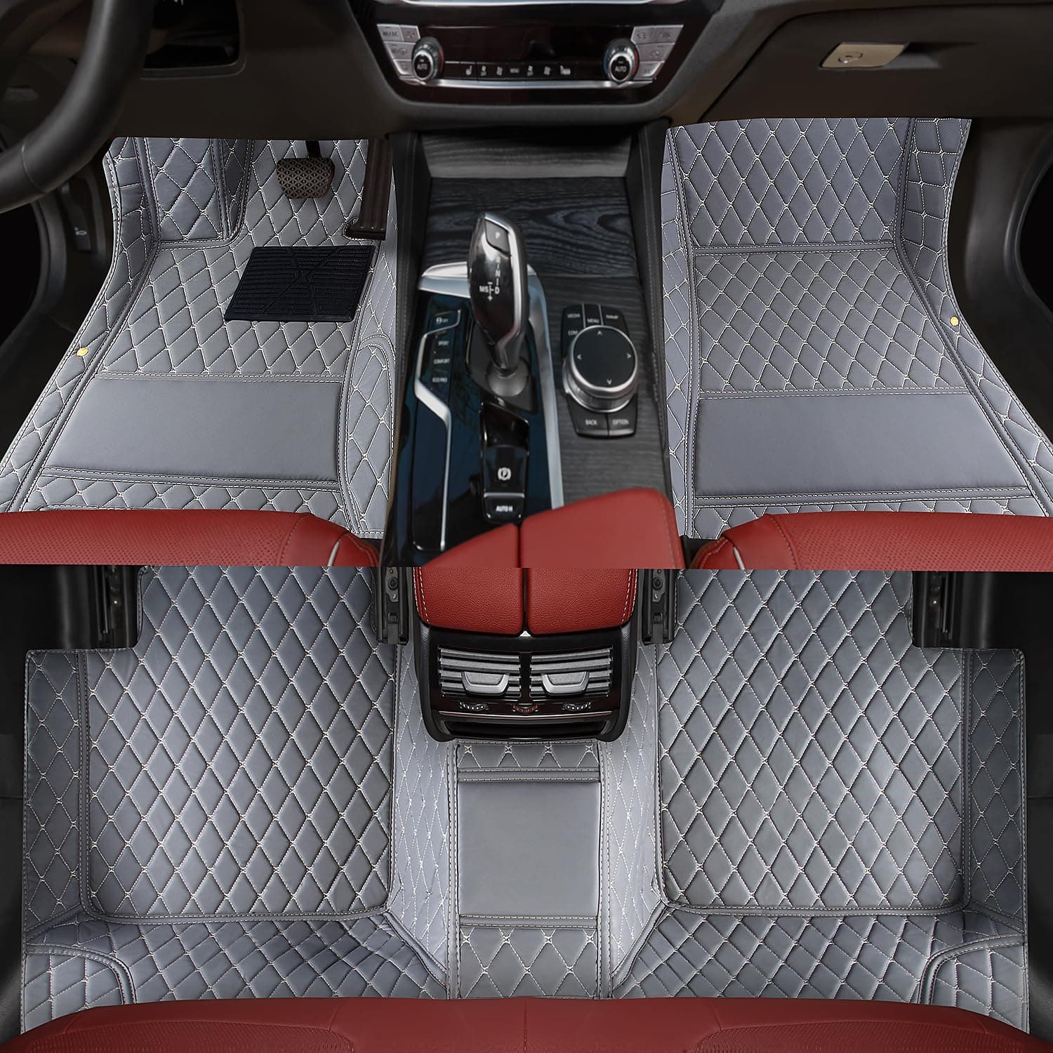 Leather Floor mats, Custom Fit for 99% car Truck SUV, All Weather, Full Coverage, Anti-Slip, Gray