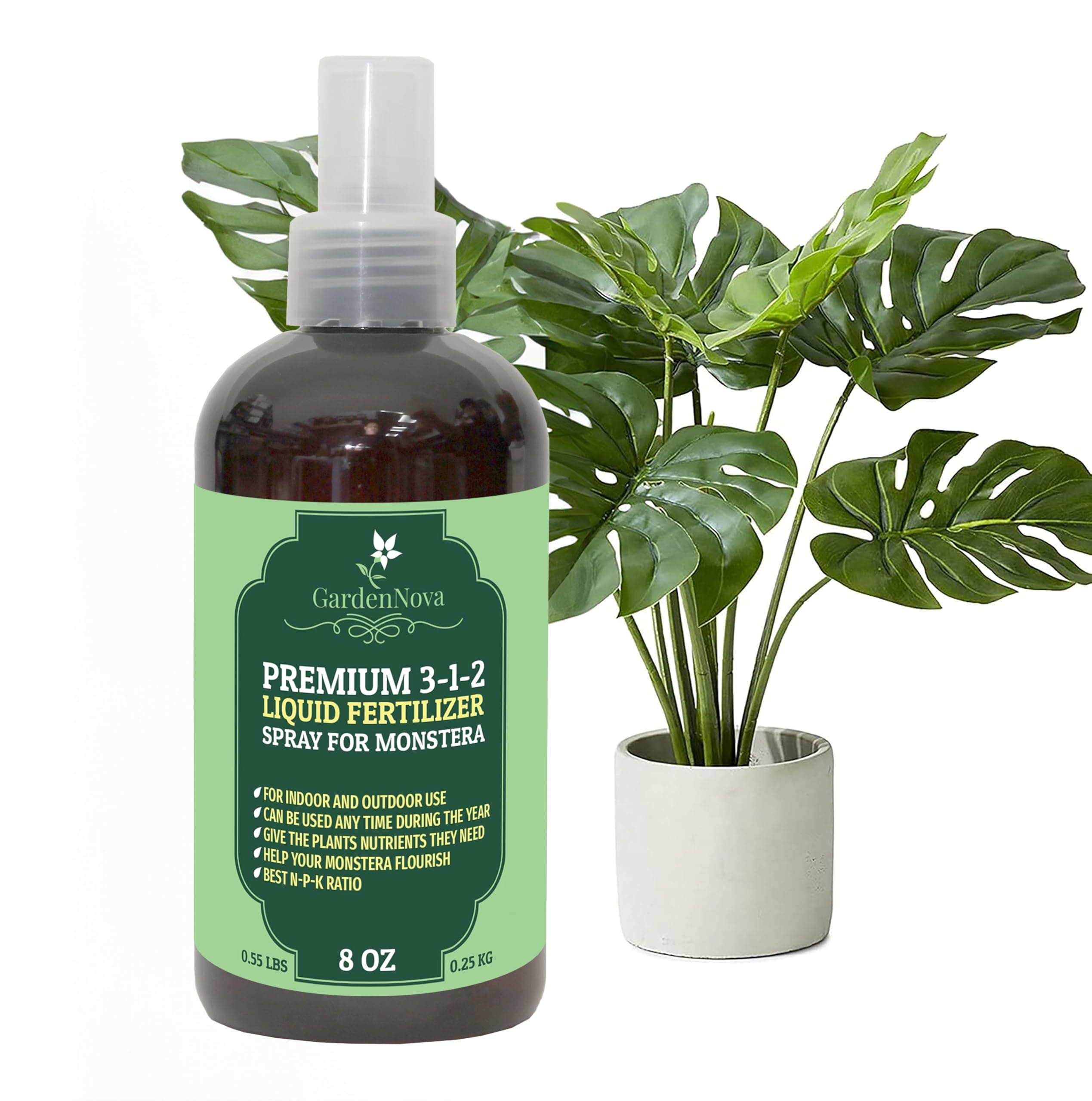 – Professional Monstera Spray Fertilizer Mist for Home Gardening | 3-1-2 Gentle Blend Mist for Healthy Leaves & Growth | Essential Nutrients for Monstera - 8oz