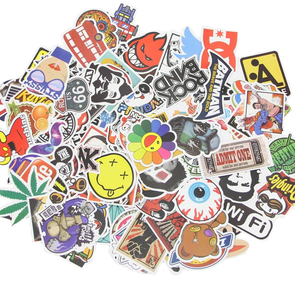 Car Stickers [100 pcs], Shuishou-A Laptop Stickers Motorcycle Bicycle Luggage Decal Graffiti Patches Skateboard Stickers for Laptop - No-Duplicate Sticker Pack