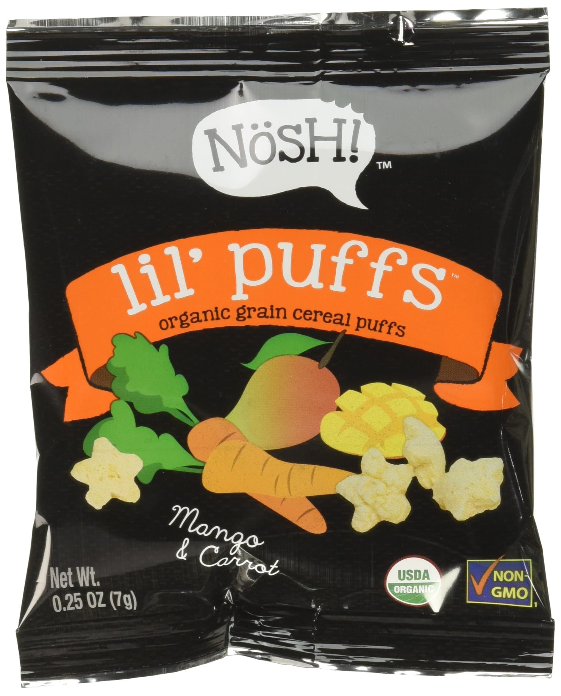 Nosh Baby Lil' Puffs Organic Grain Cereal Puffs, Variety Box (Pack of 30)