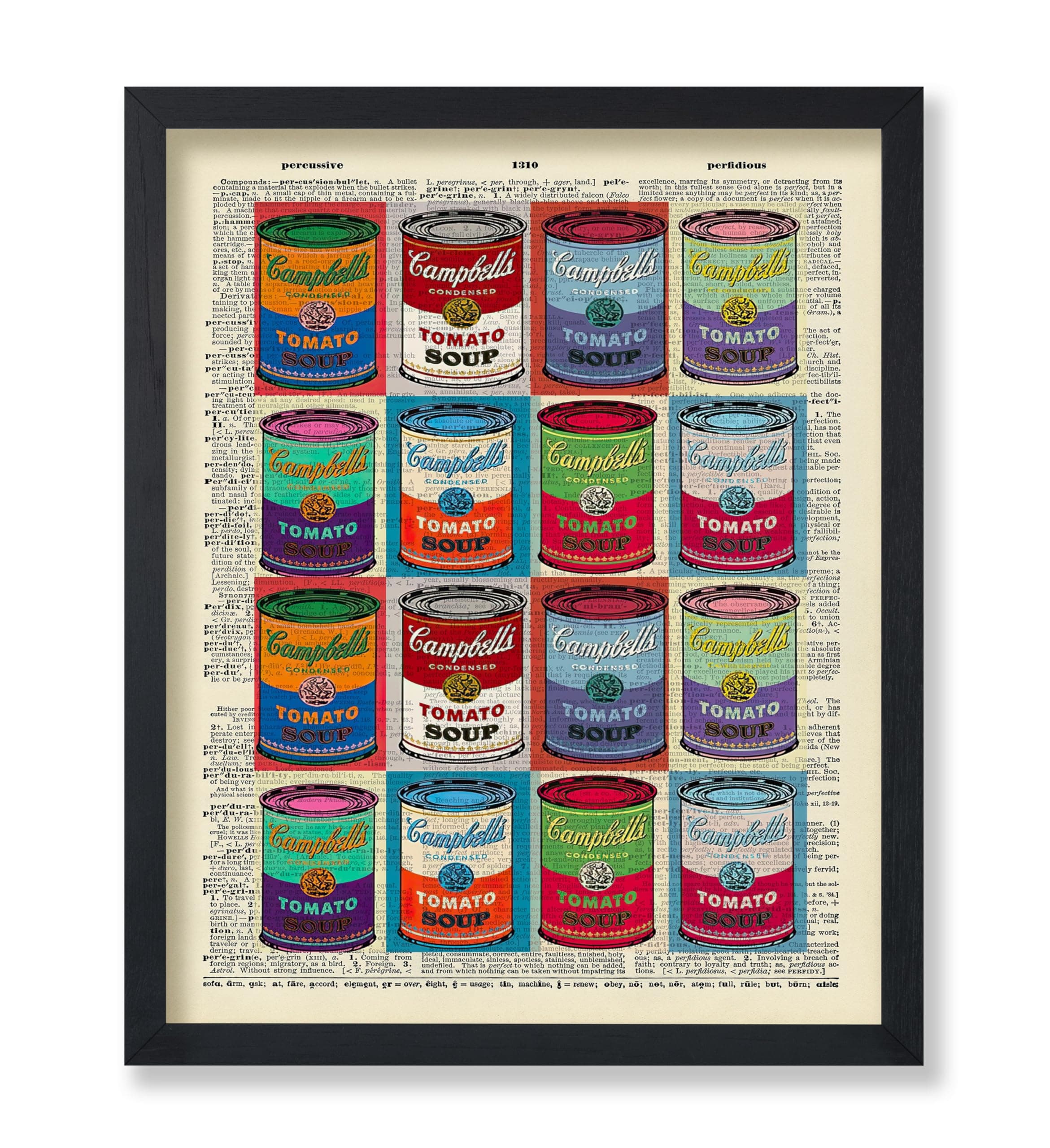 Poster MasterVintage Dictionary Art Poster - Retro Pop Art Print - 8x10 UNFRAMED Wall Art - Gift for Artist, Friend - Tomato Soup Cans, Warhol, Modern, Book Page - Wall Decor for Home, Office