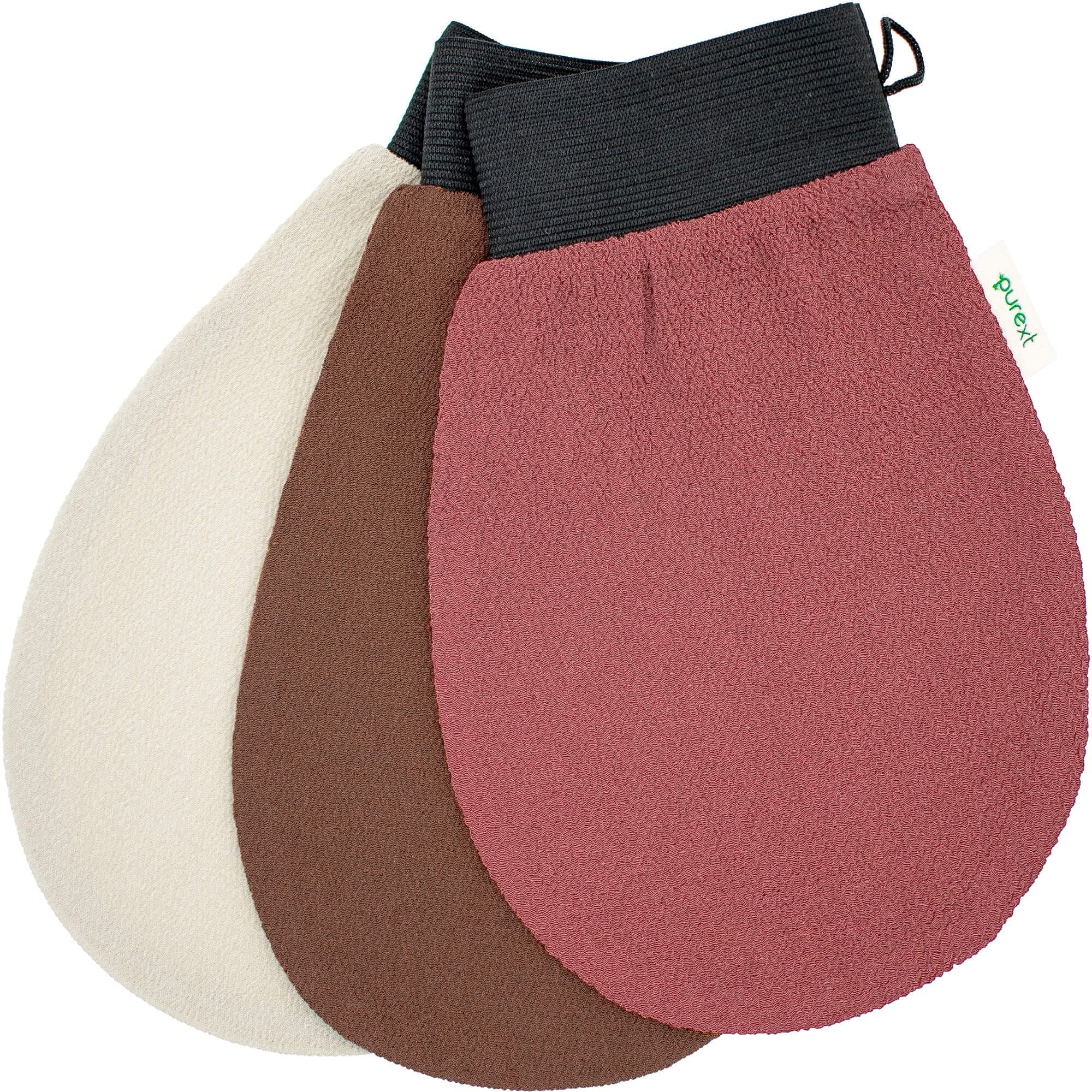 3 Exfoliating Gloves - Kessa Hammam Body Scrubber - Fake Tan Remover Exfoliator Mitts (Mixed)