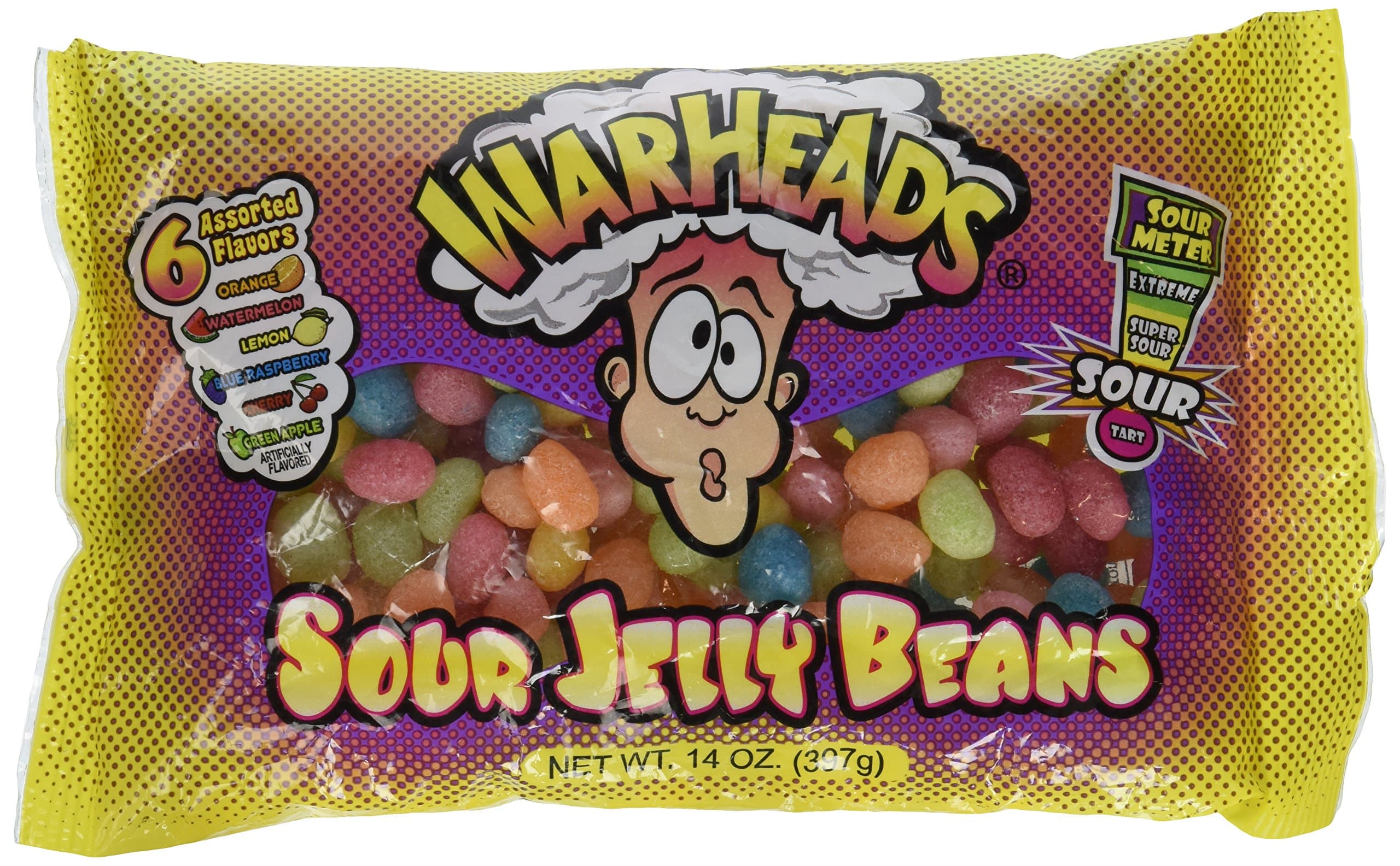 Impact Confections, Warheads Sour Jelly Beans Bag, 14 Ounce