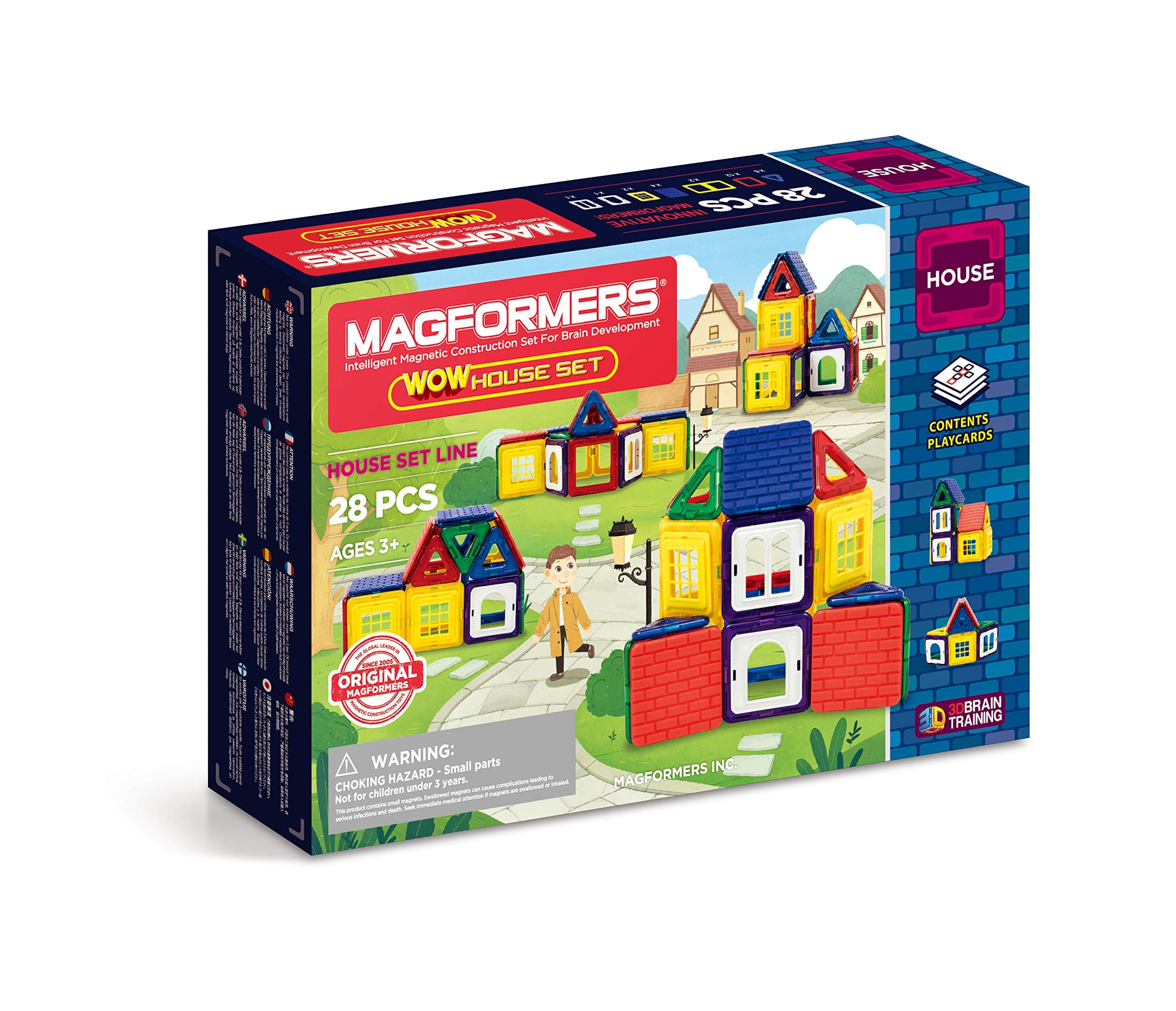 MagformersWow House 28 Pieces Set, Rainbow Colors, Educational Magnetic Geometric Shapes Tiles Building STEM Toy Set Ages 3+