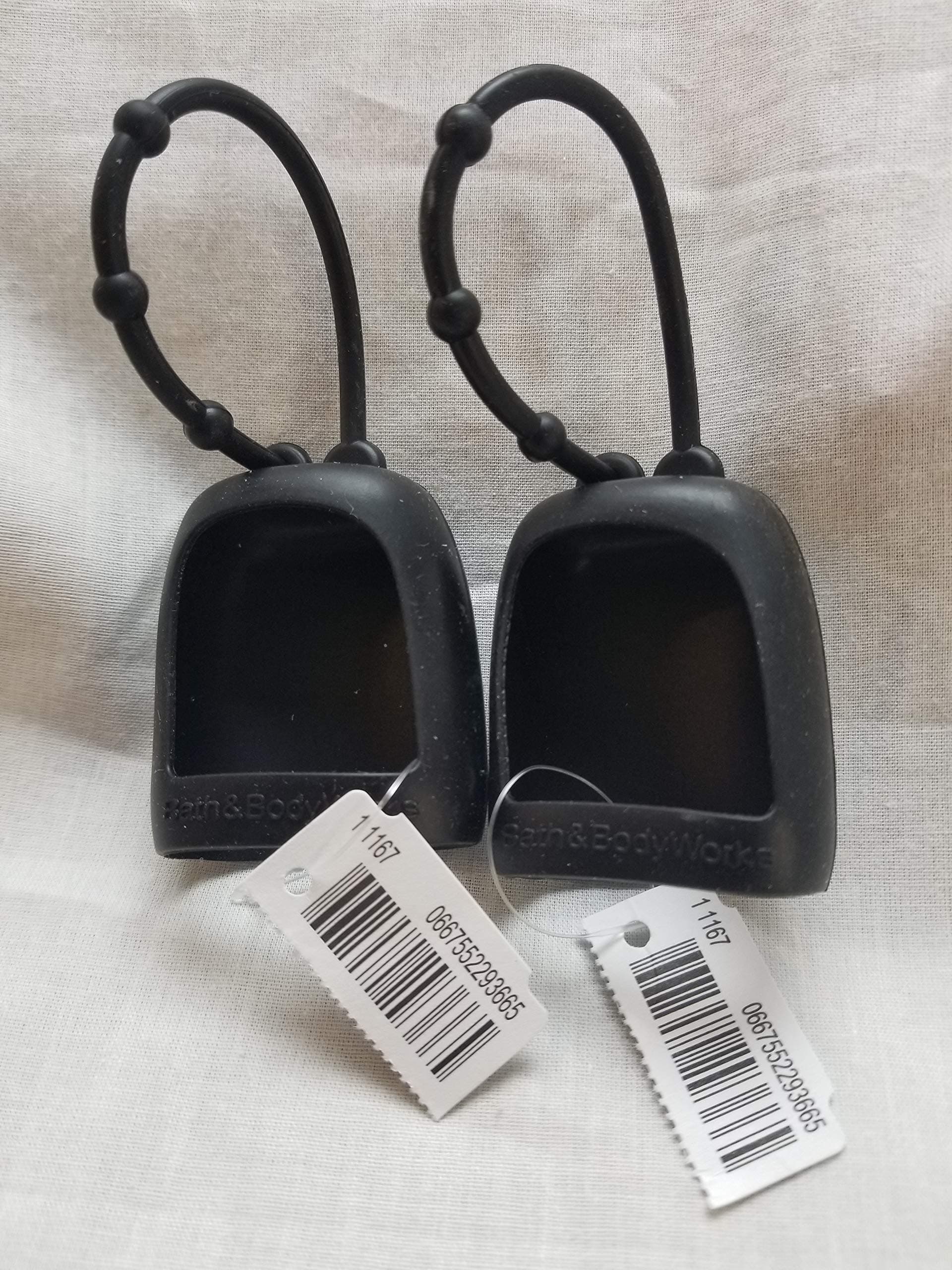 Hand Sanitizer Holder Compatible w/Bath and Body Works Hand Sanitizer- Many Styles! (2 Pack Black Silicone)