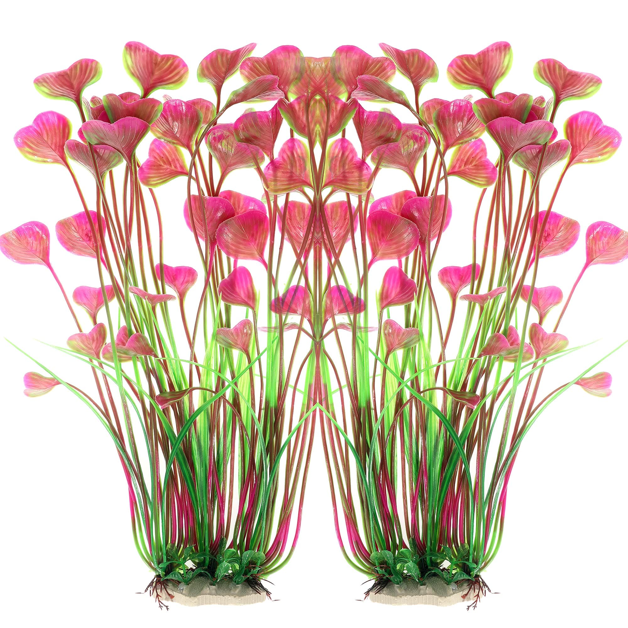 Fish Tank Decorations Plastic Plants Large,Aquarium Artificial Plants Decoration Ornament Safe for All Fish-16 inch 2Pcs (Red 2 Pcs)